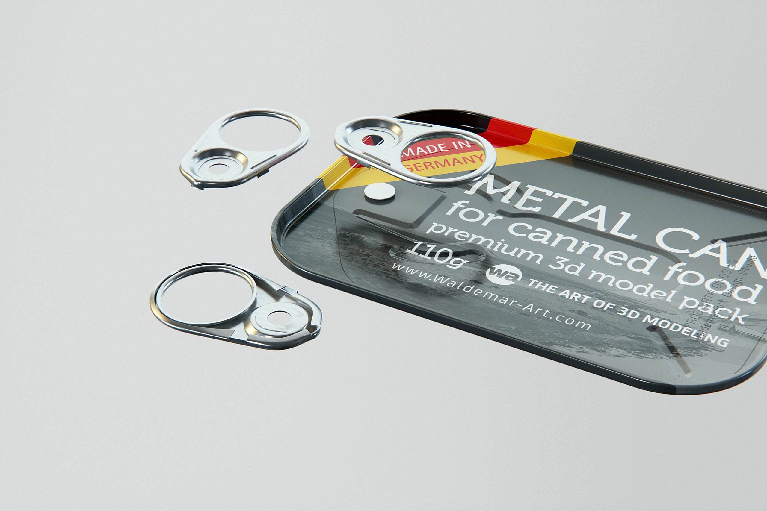 Metal Can 110g for canned sea food packaging 3D model pack with pull tab