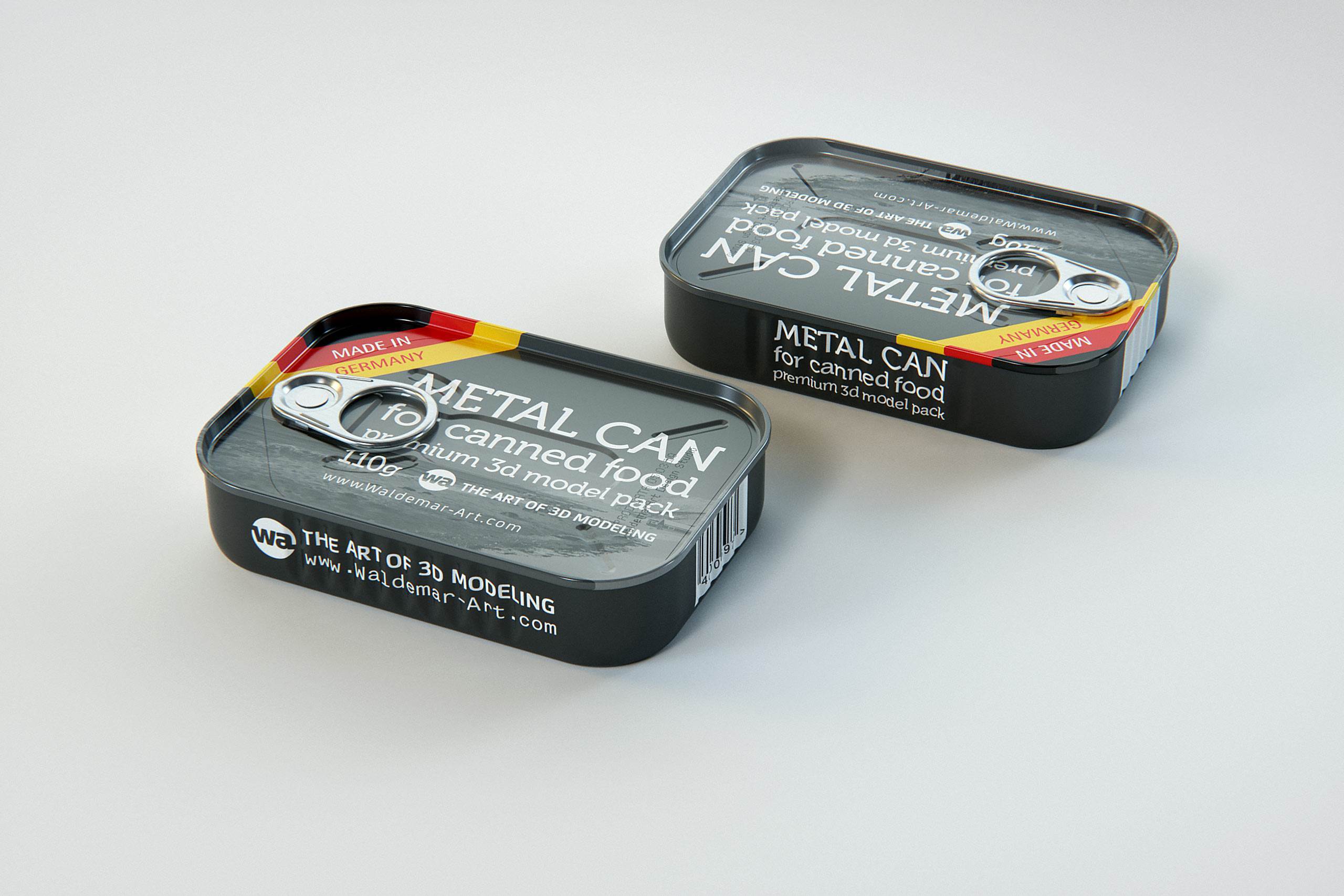 Metal Can 110g for canned sea food packaging 3D model pack with pull tab