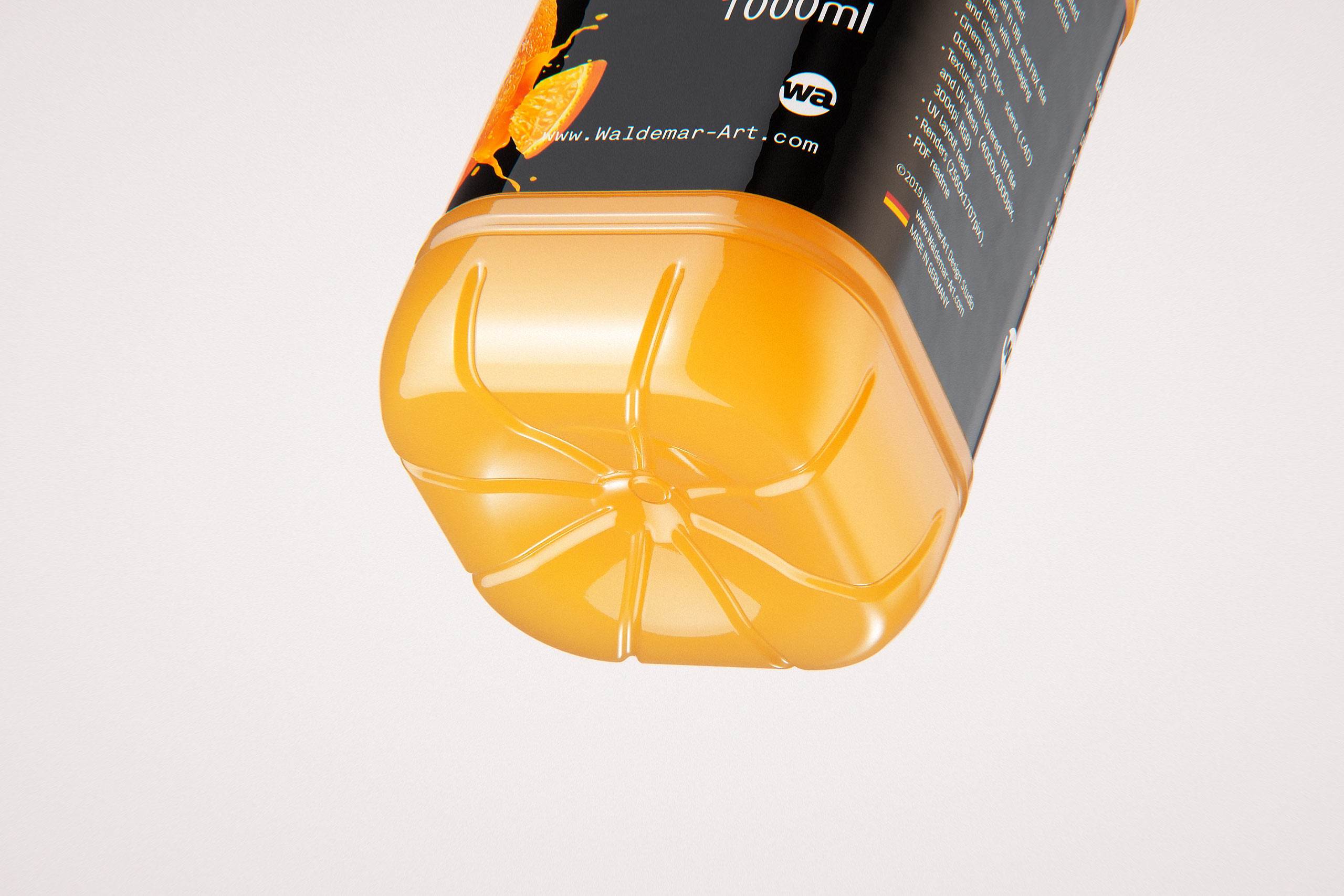 Carree Juice PET Plastic Bottle 1000ml packaging 3d model pack