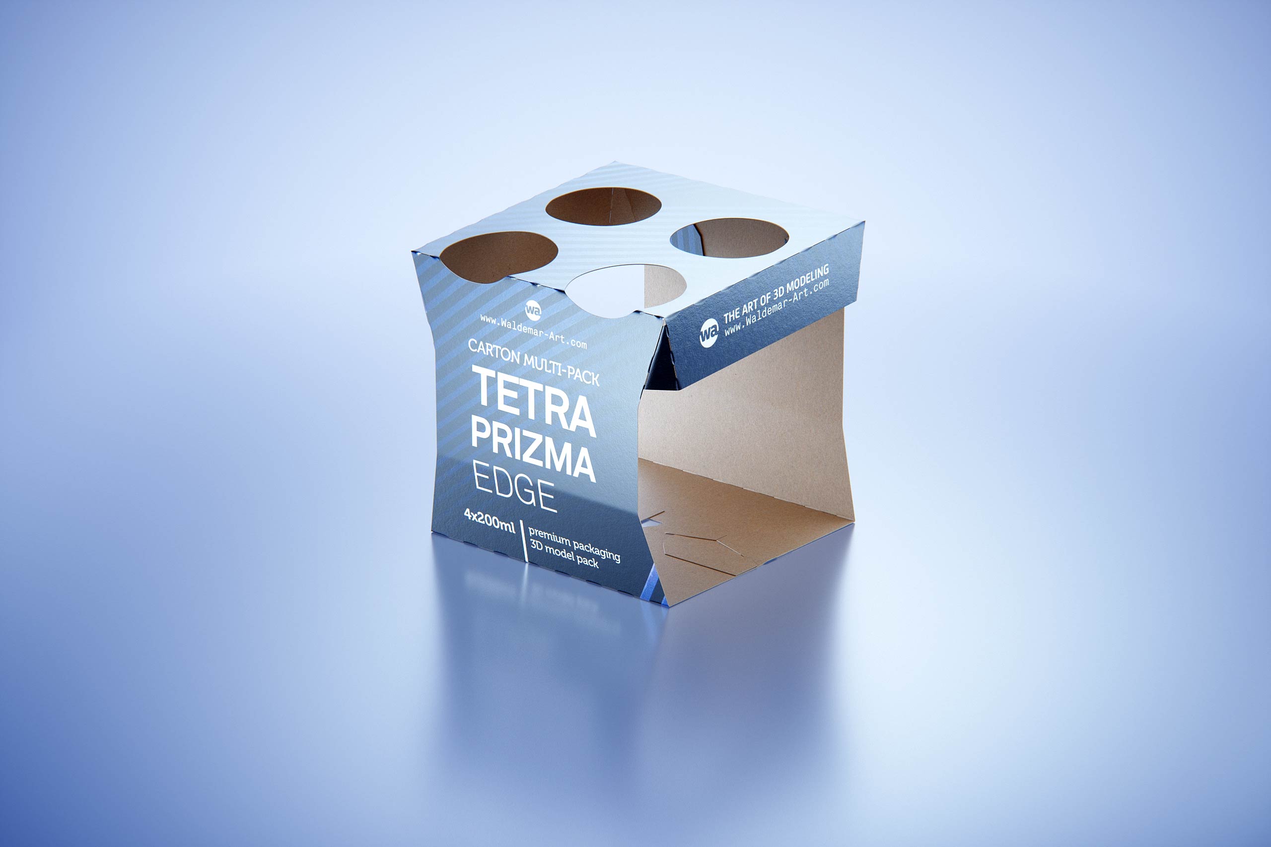 Carton multi-pack packaging for 4x200ml Tetra Prizma Edge premium 3D model