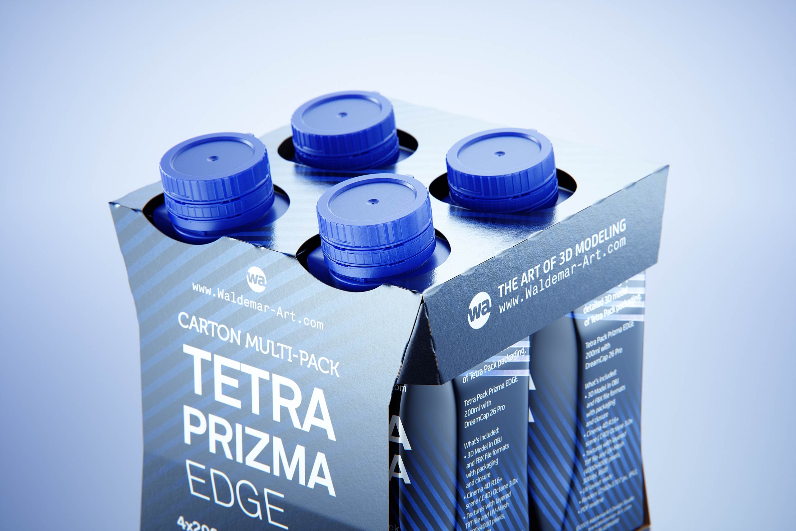 Carton multi-pack packaging for 4x200ml Tetra Prizma Edge premium 3D model