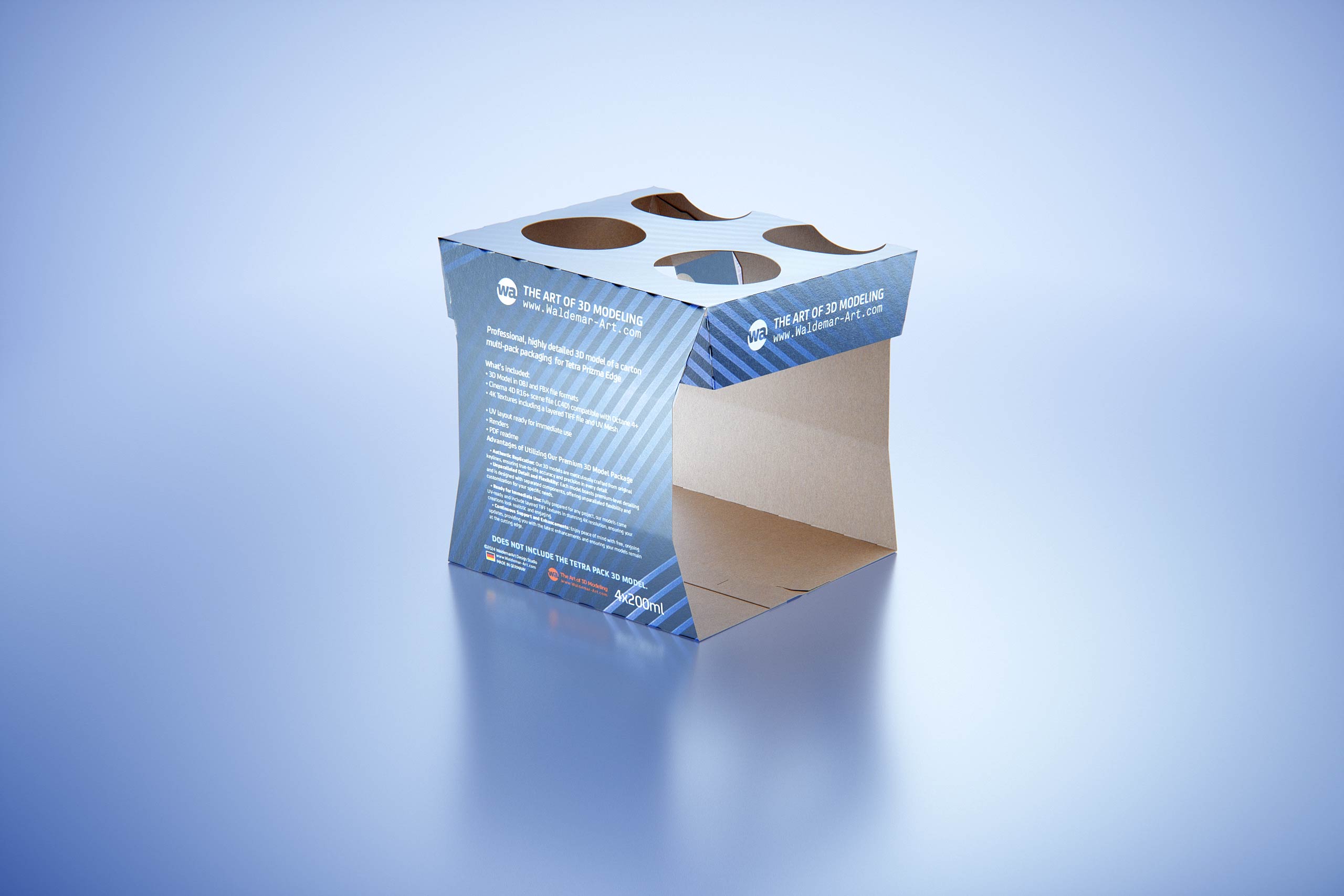 Carton multi-pack packaging for 4x200ml Tetra Prizma Edge premium 3D model