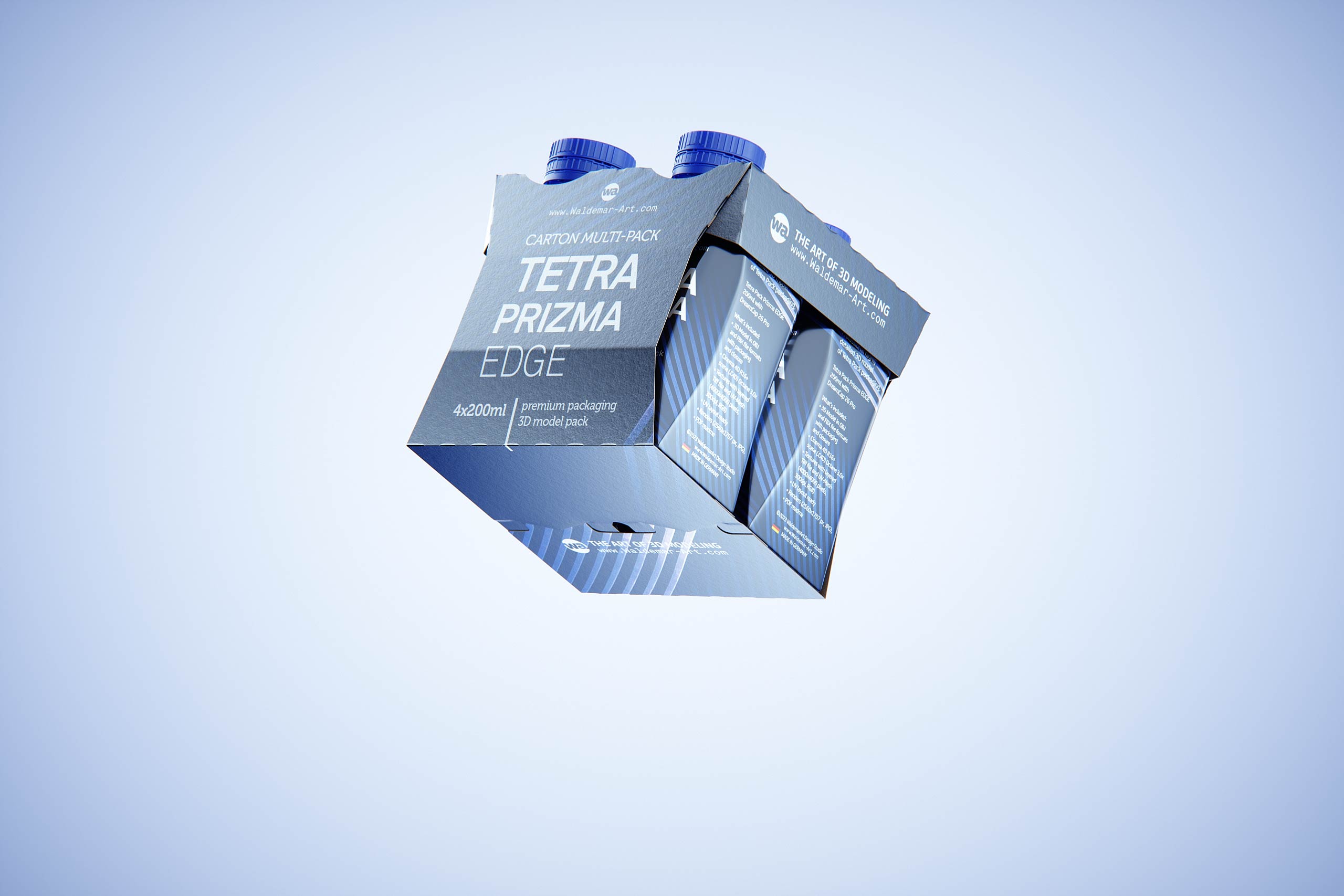 Carton multi-pack packaging for 4x200ml Tetra Prizma Edge premium 3D model