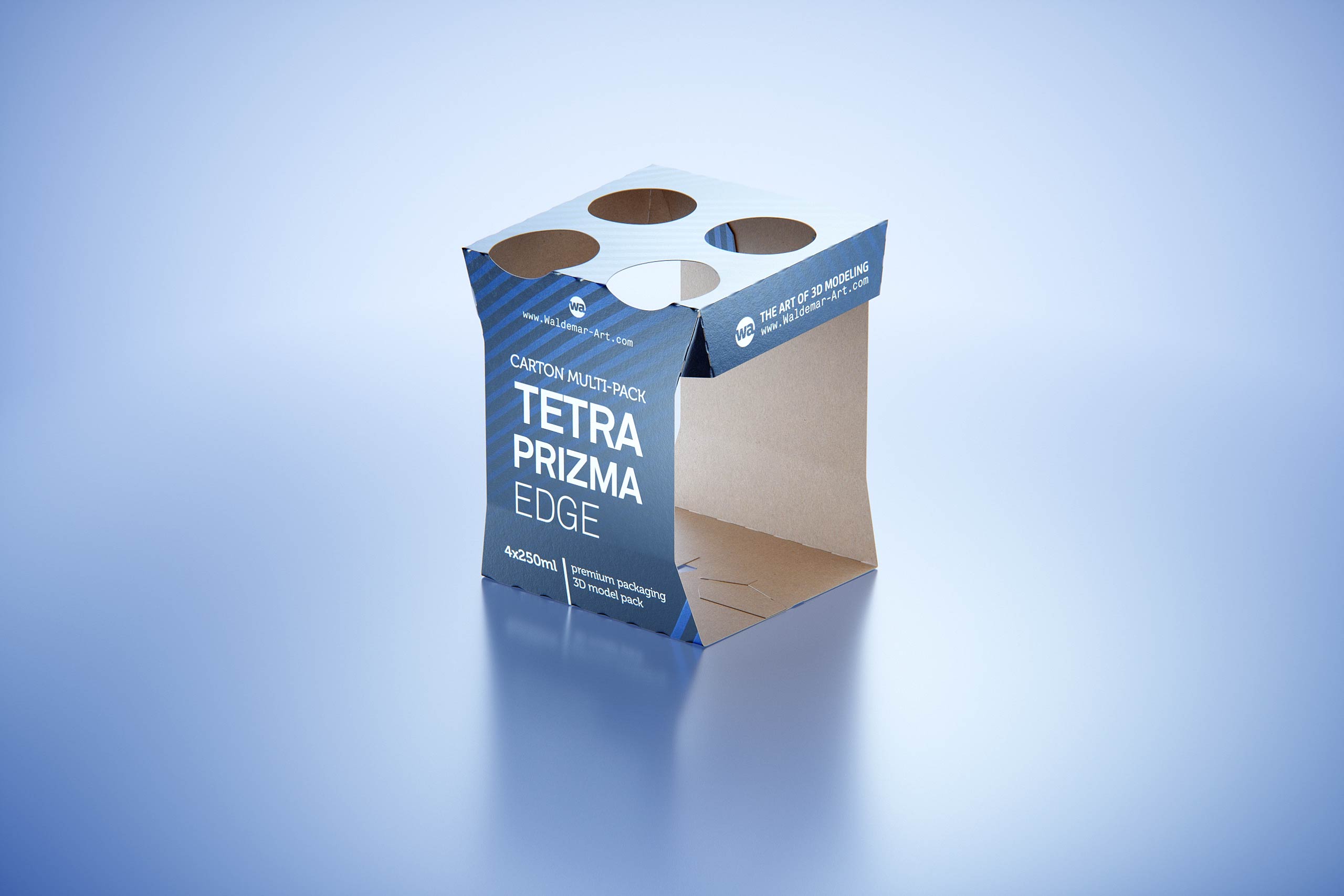 Carton multi-pack packaging for 4x250ml Tetra Prizma Edge premium 3D model