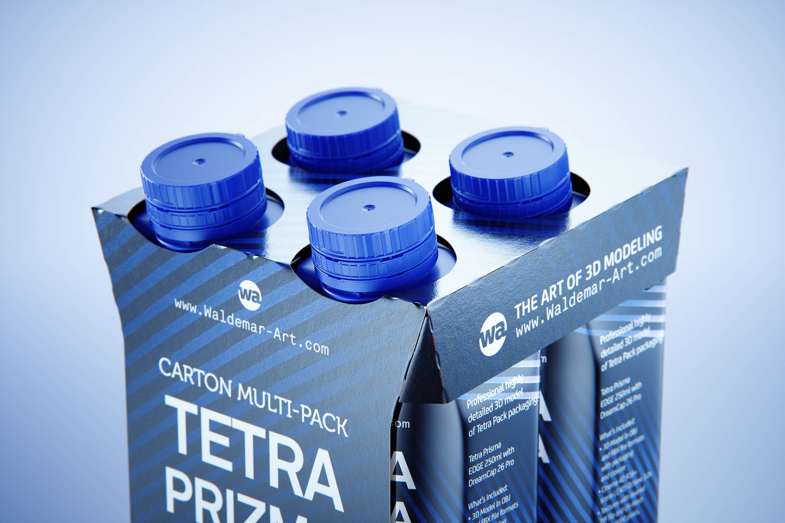 Carton multi-pack packaging for 4x250ml Tetra Prizma Edge premium 3D model
