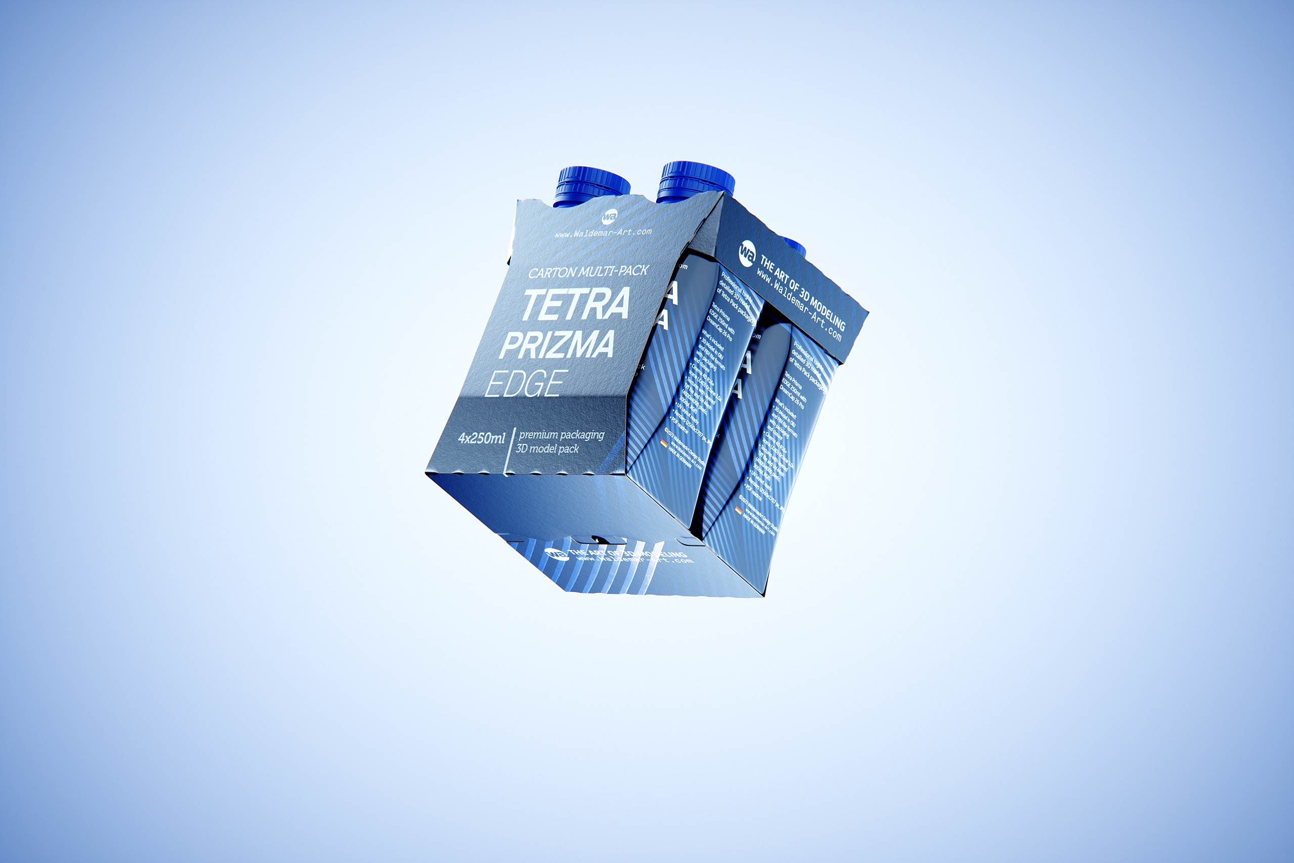 Carton multi-pack packaging for 4x250ml Tetra Prizma Edge premium 3D model