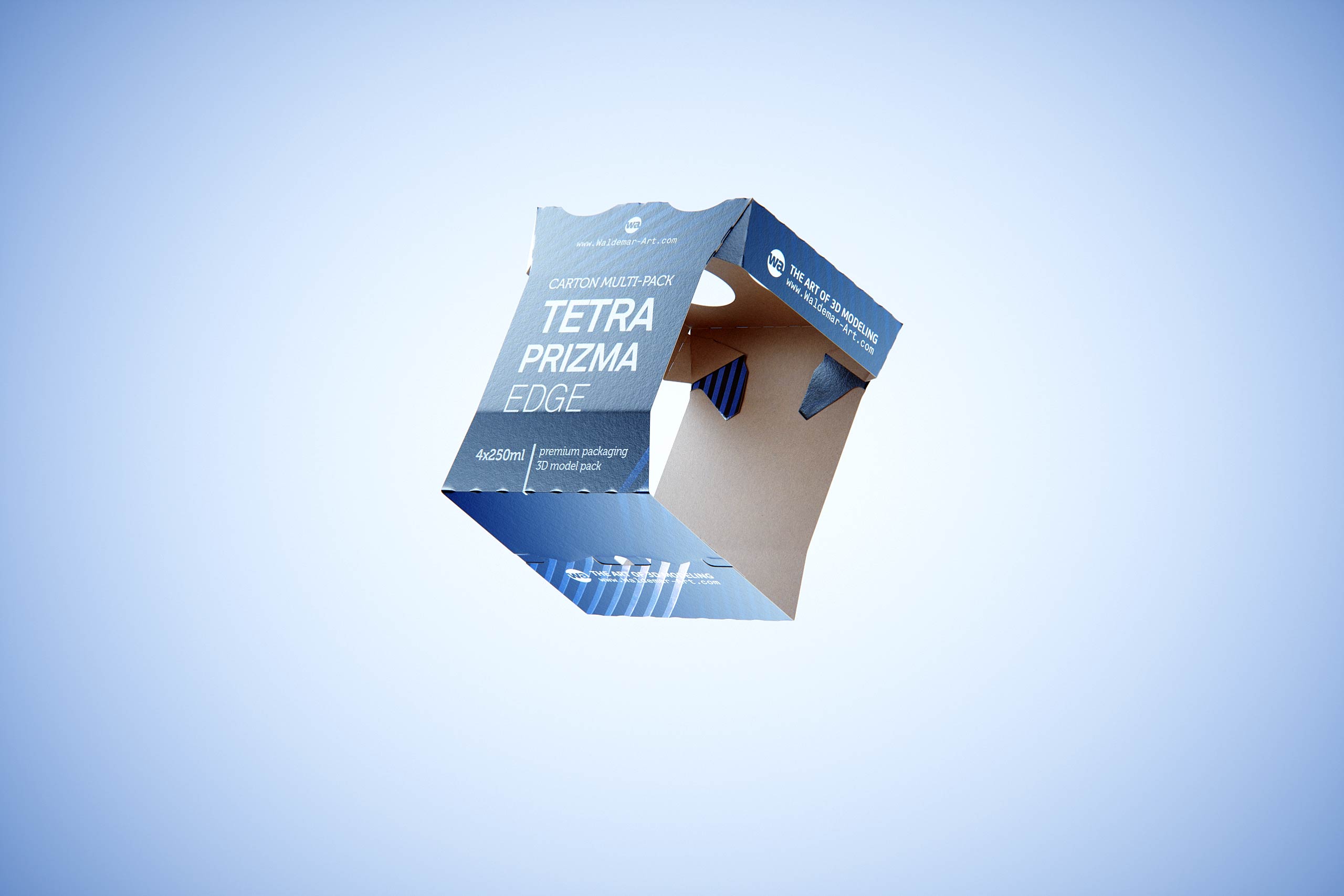 Carton multi-pack packaging for 4x250ml Tetra Prizma Edge premium 3D model