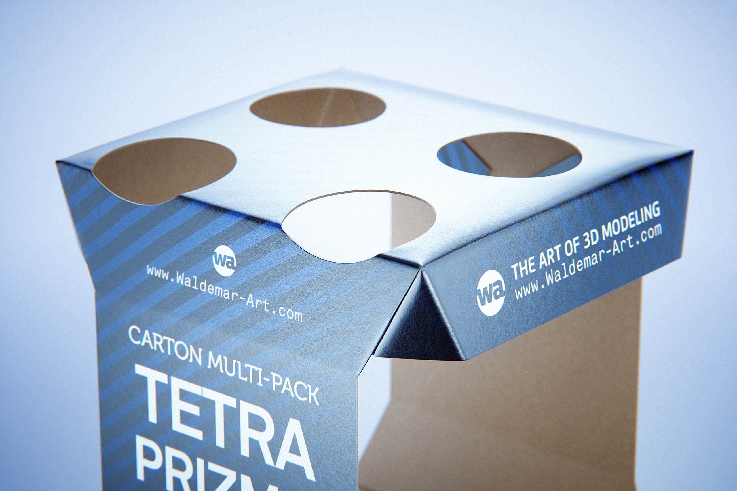 Carton multi-pack packaging for 4x330ml Tetra Prizma Square premium 3D model