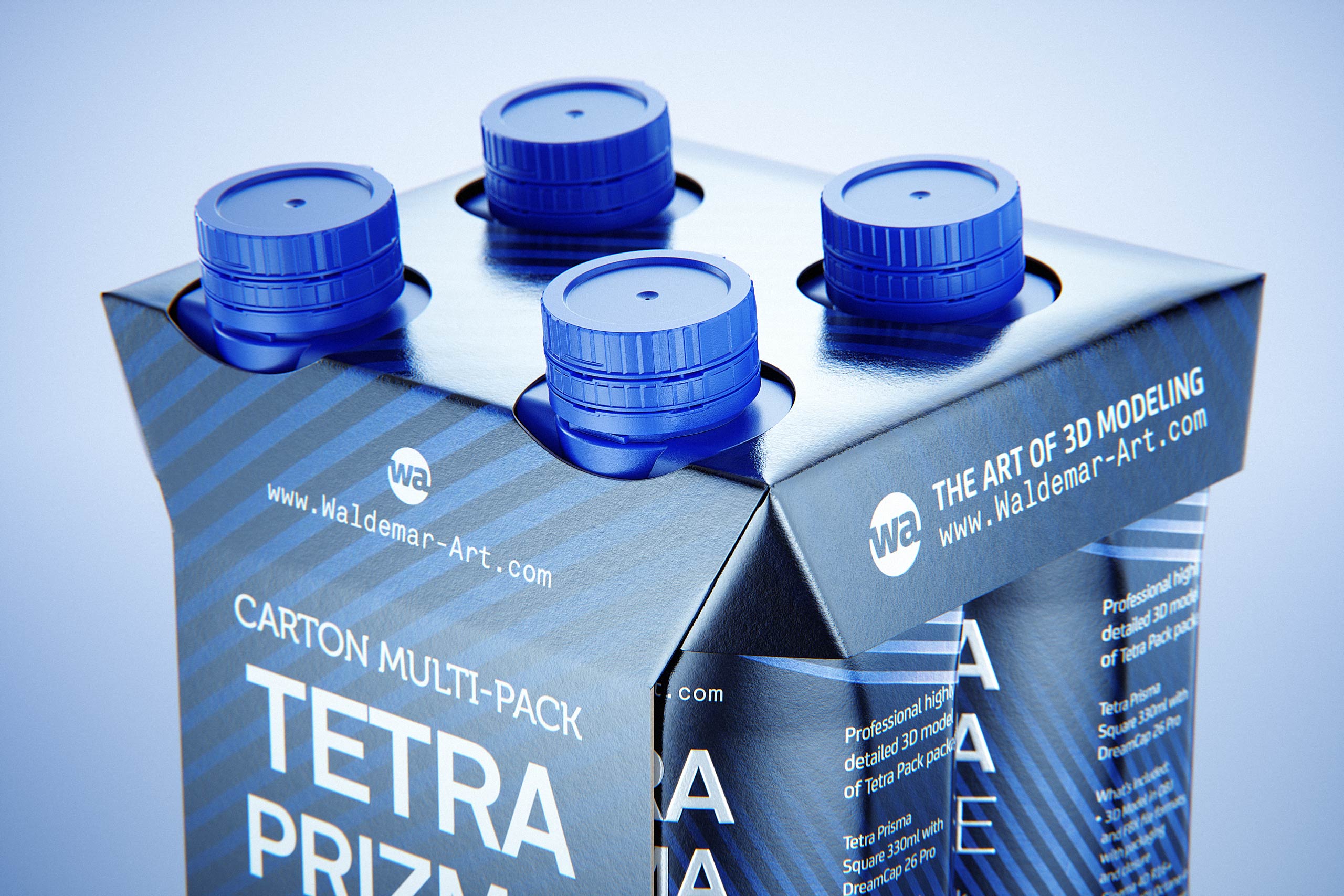 Carton multi-pack packaging for 4x330ml Tetra Prizma Square premium 3D model