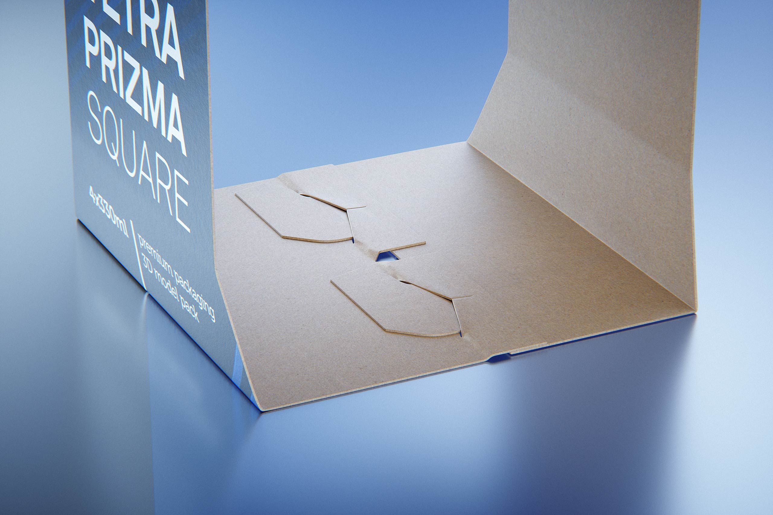Carton multi-pack packaging for 4x330ml Tetra Prizma Square premium 3D model
