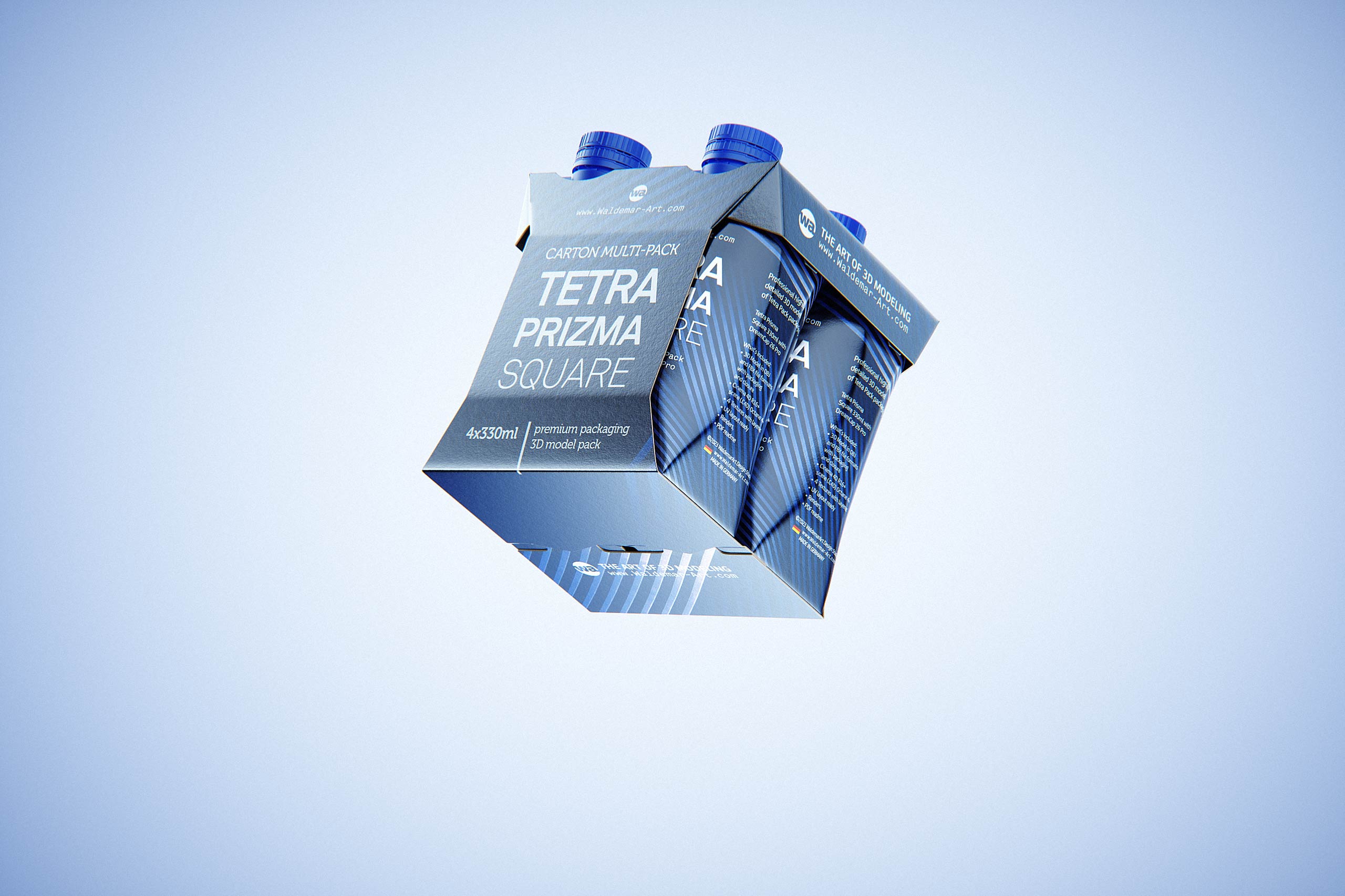 Carton multi-pack packaging for 4x330ml Tetra Prizma Square premium 3D model