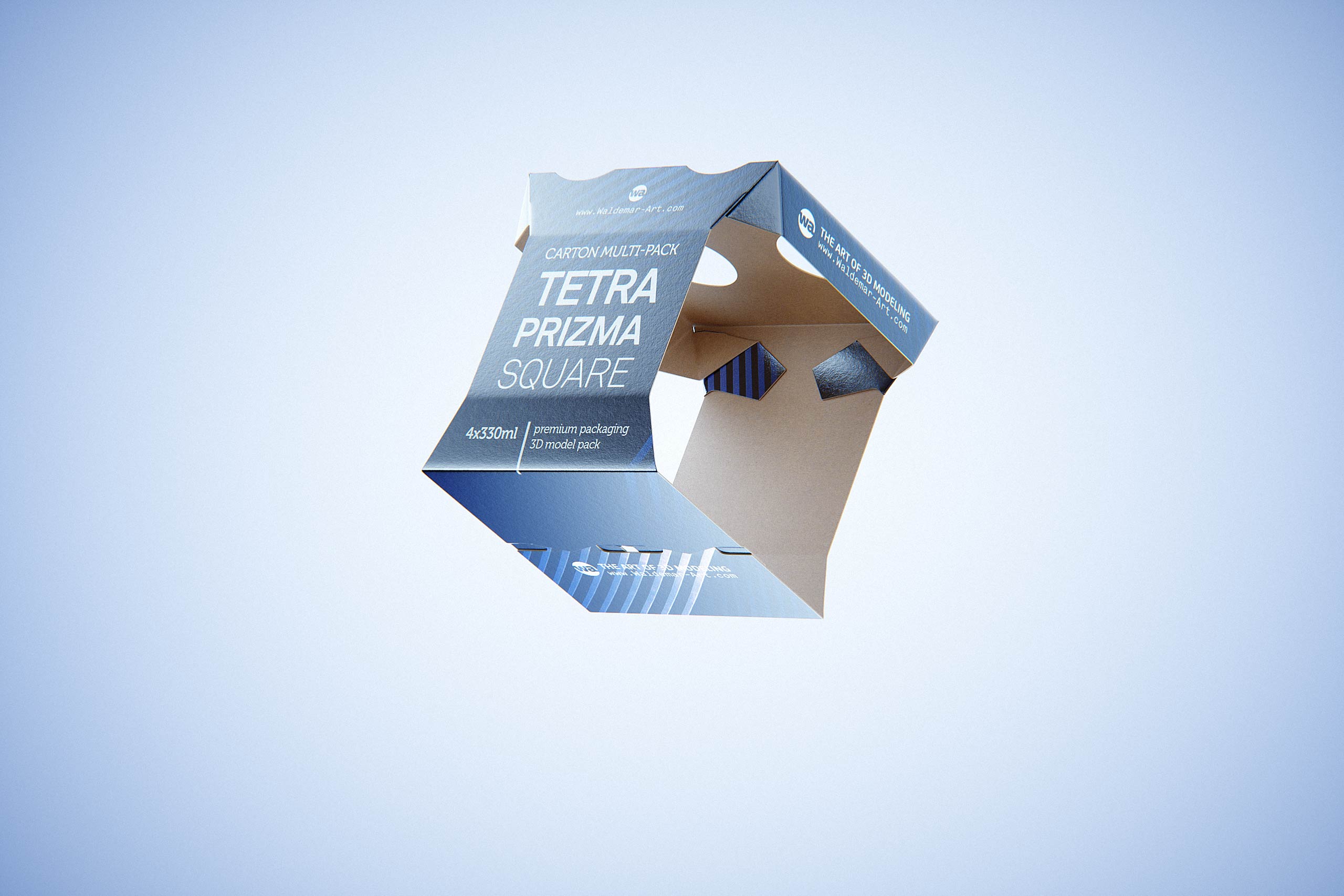 Carton multi-pack packaging for 4x330ml Tetra Prizma Square premium 3D model
