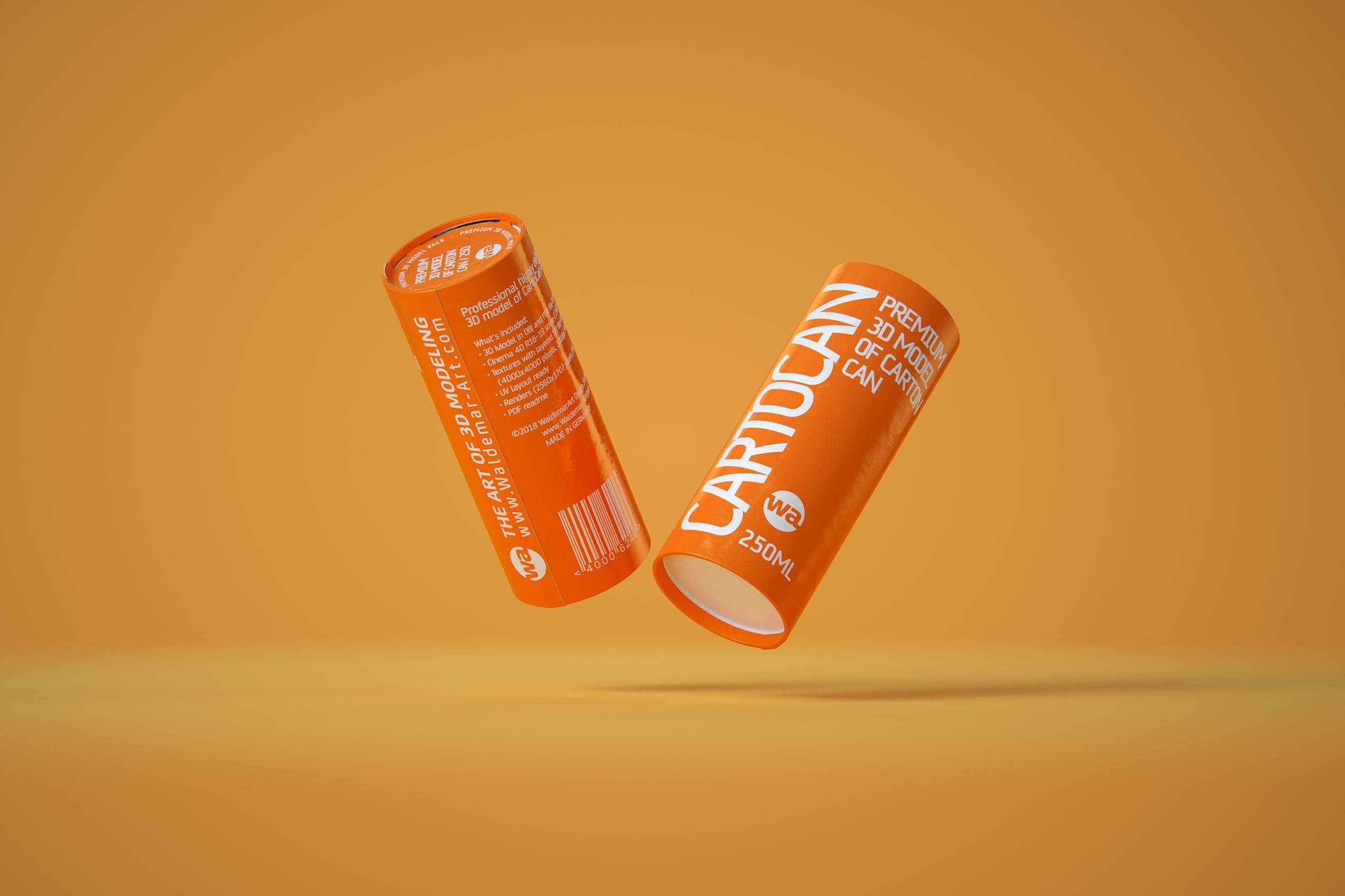 CartoCan 150ml and 250ml Premium packaging 3D model pak.