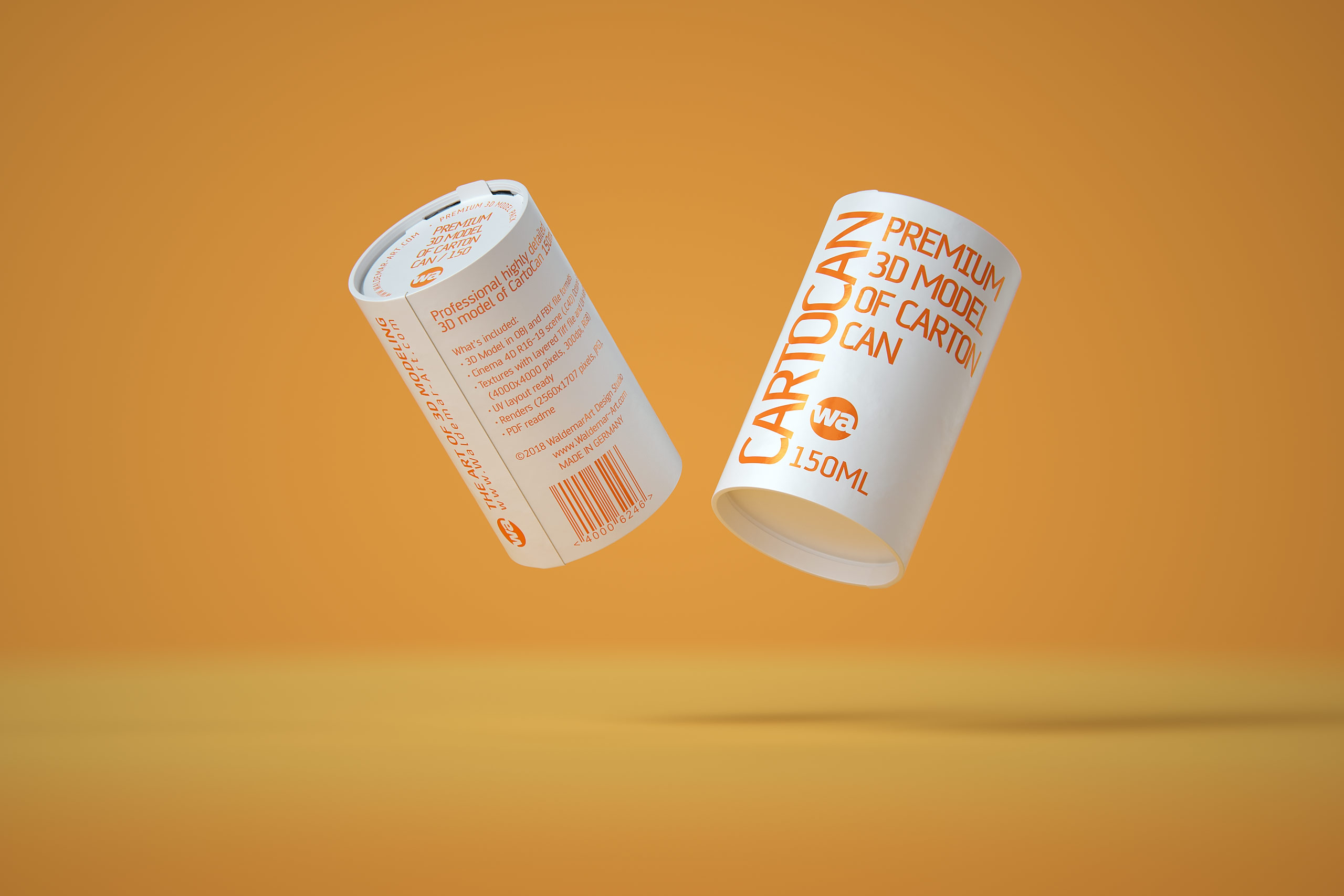 Packaging 3D model of carton can Cartocan 150ml
