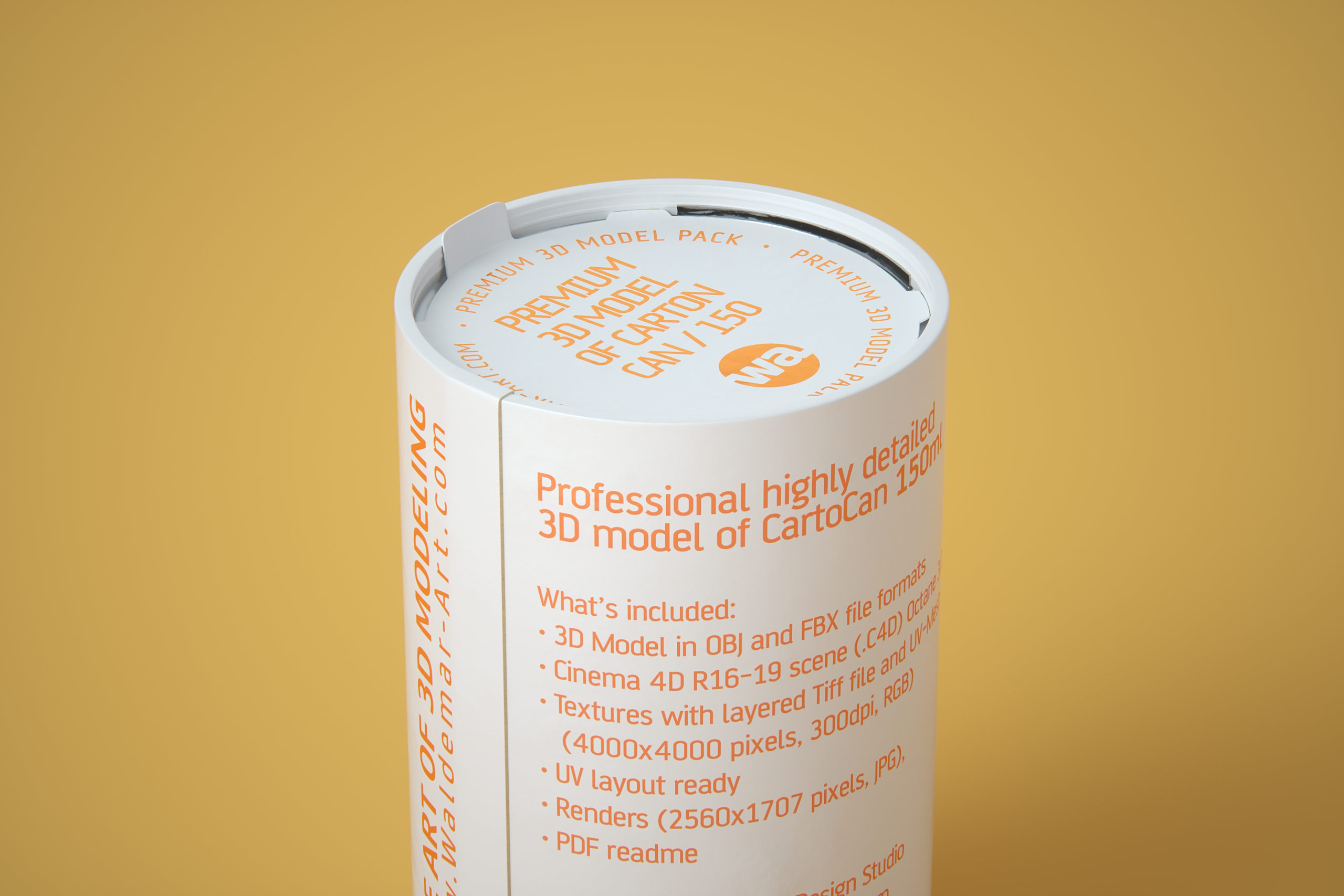 Packaging 3D model of carton can Cartocan 150ml