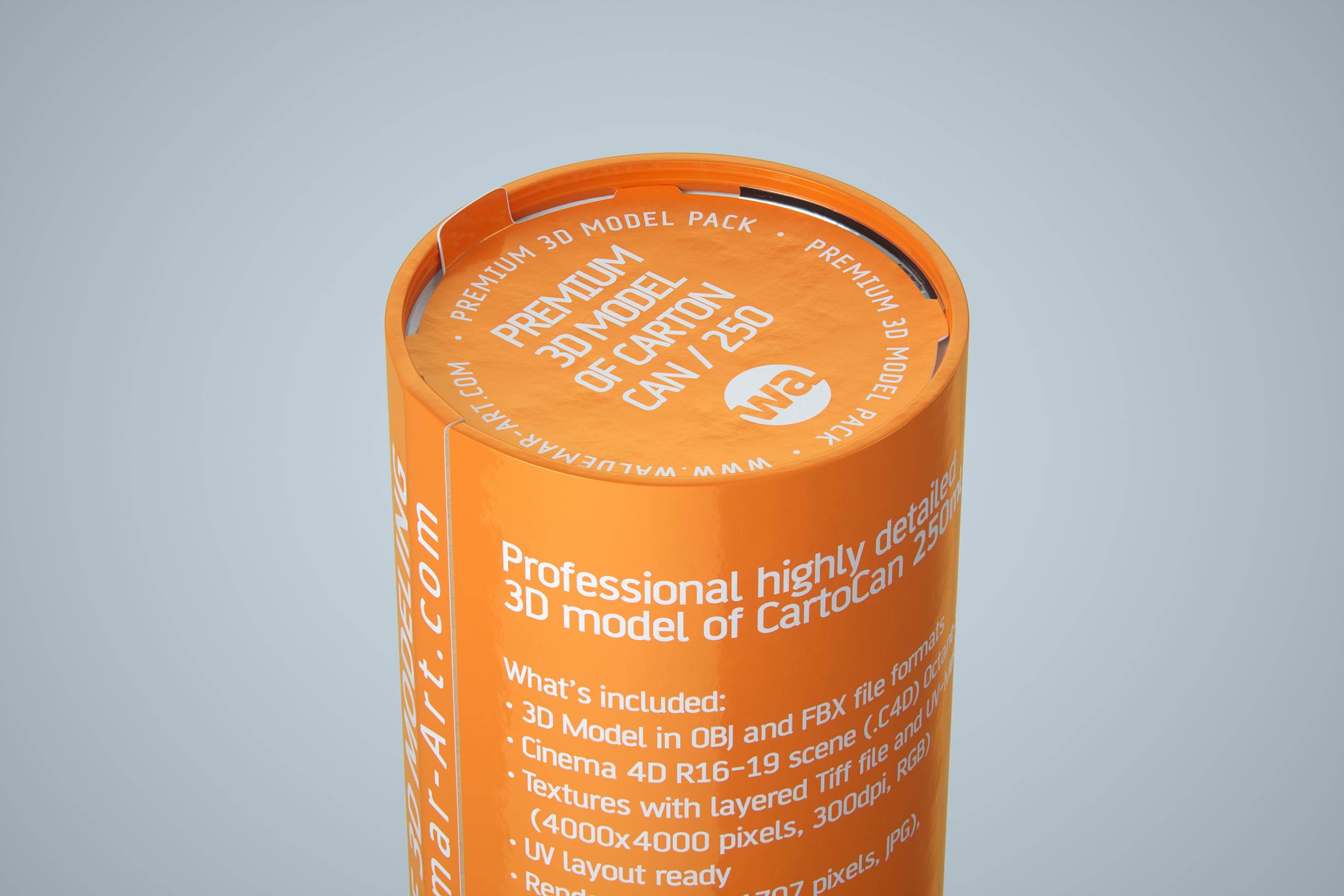 Packaging 3D model of carton can Cartocan 250ml