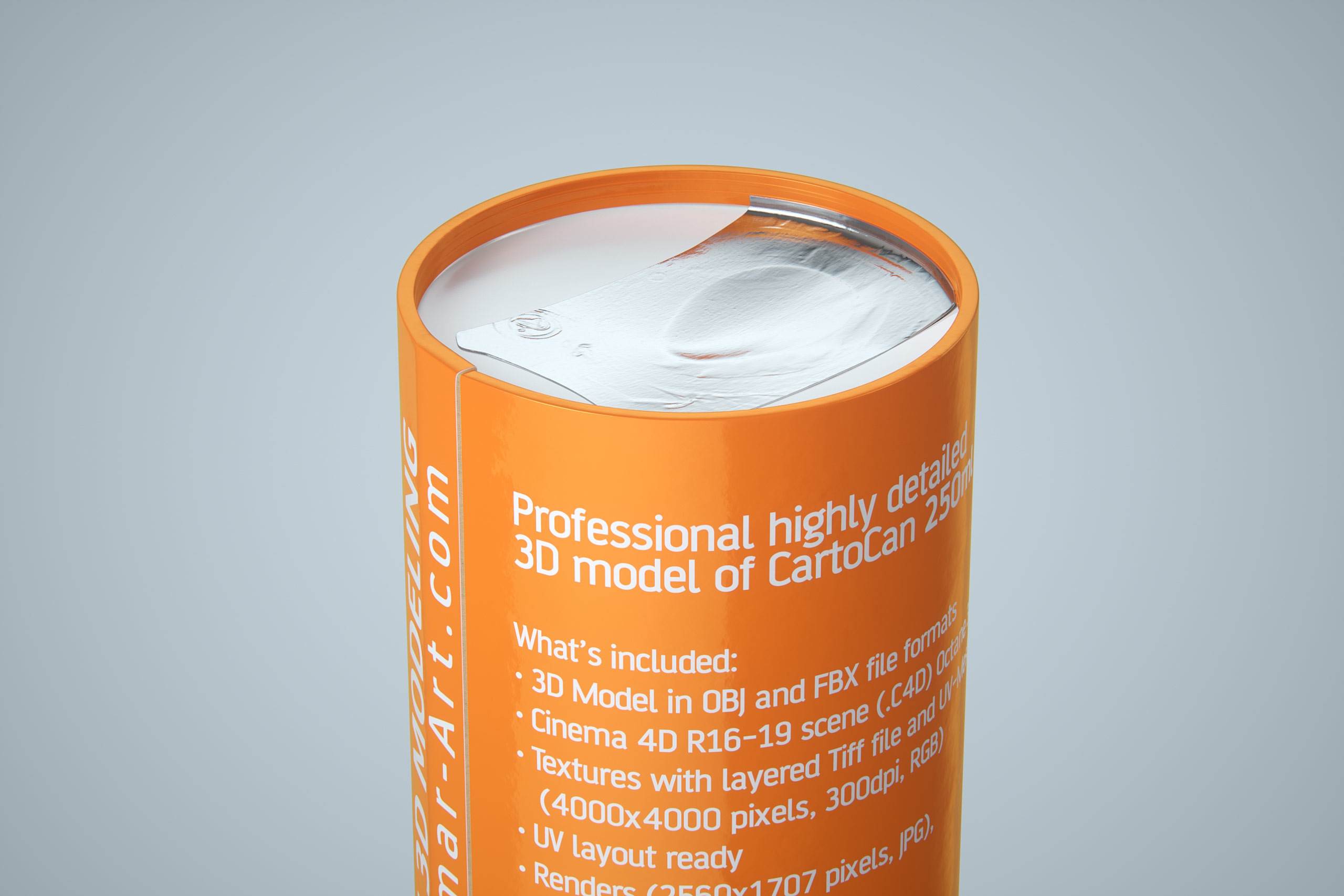 Packaging 3D model of carton can Cartocan 250ml