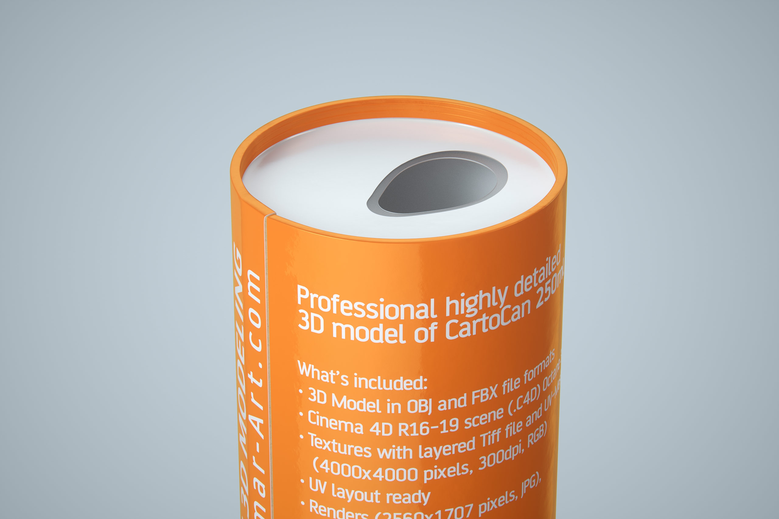 Packaging 3D model of carton can Cartocan 250ml