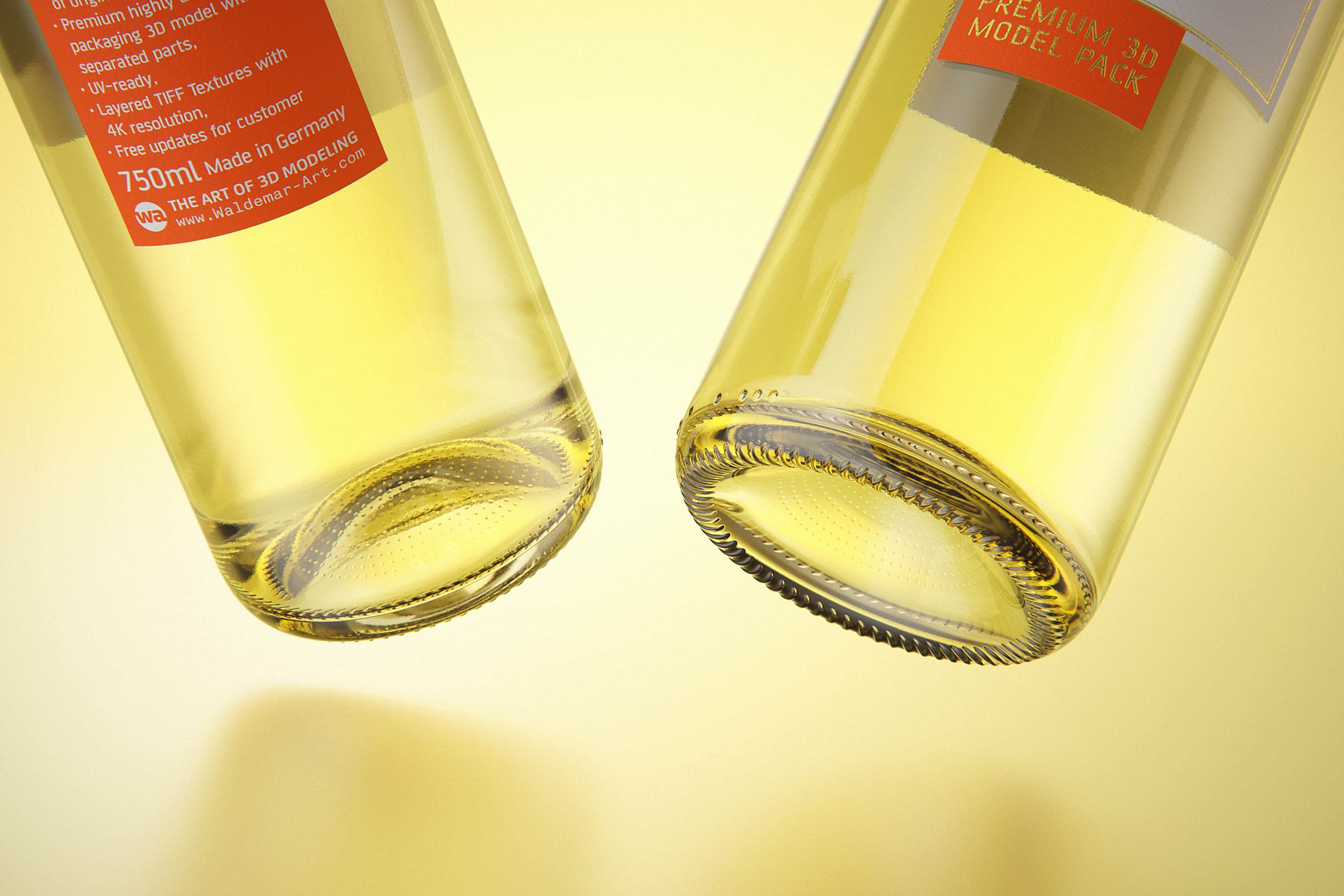 3D model of a Chardonnay glass bottle 750ml with cork