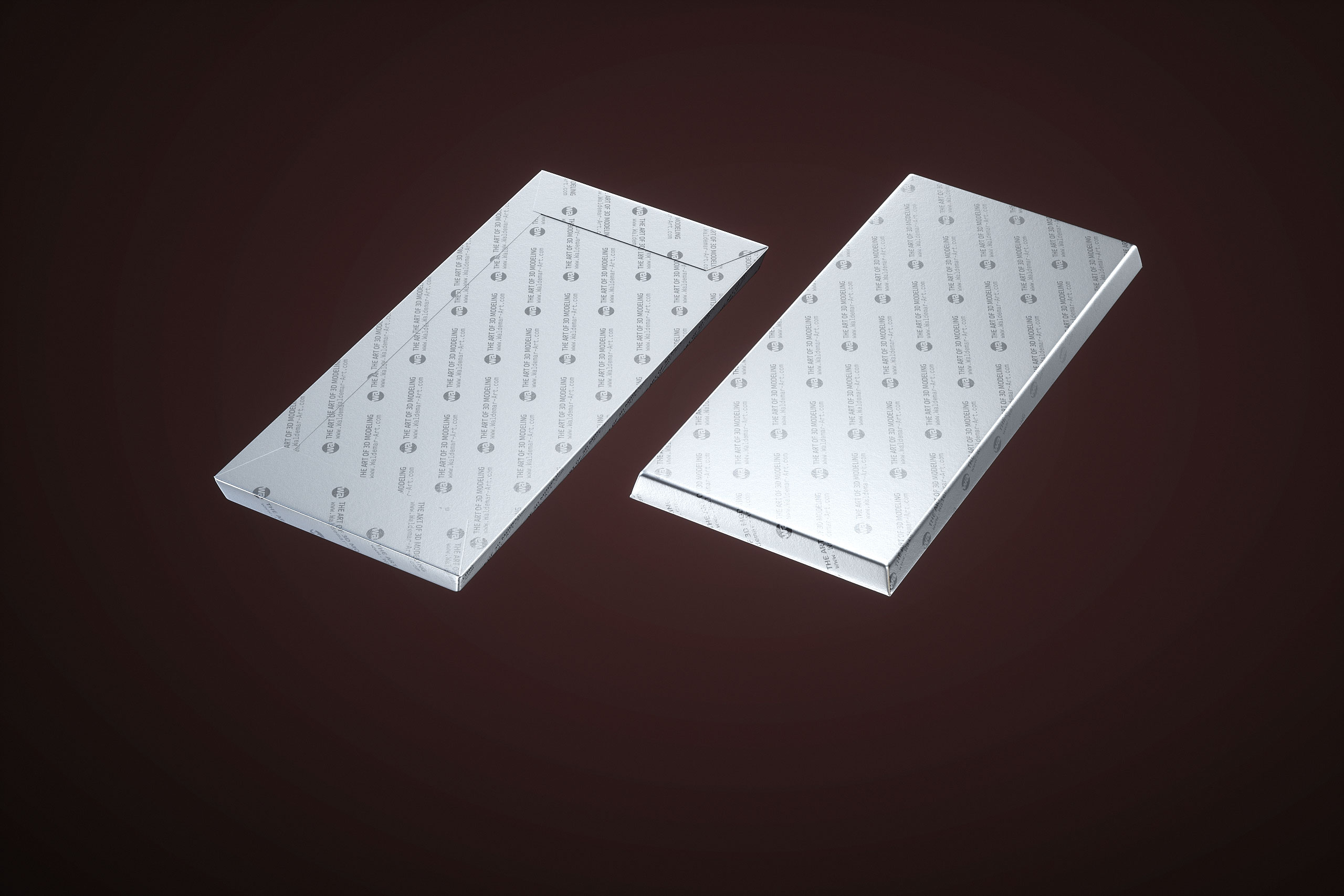 Chocolate Bar 100g wrapped in Foil and Paper 100G, milk chocolate bar 3D model with detailed segmented surface