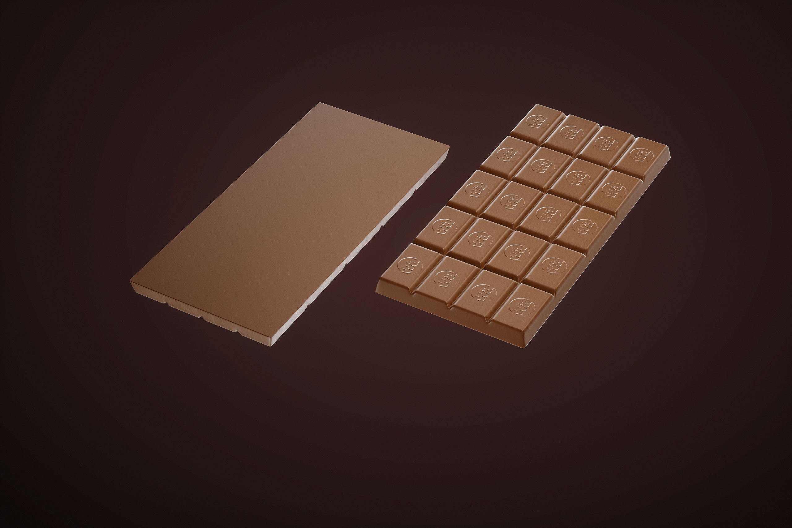 Chocolate Bar 100g wrapped in Foil and Paper 100G, chocolate pieces 3D model with realistic broken chunks