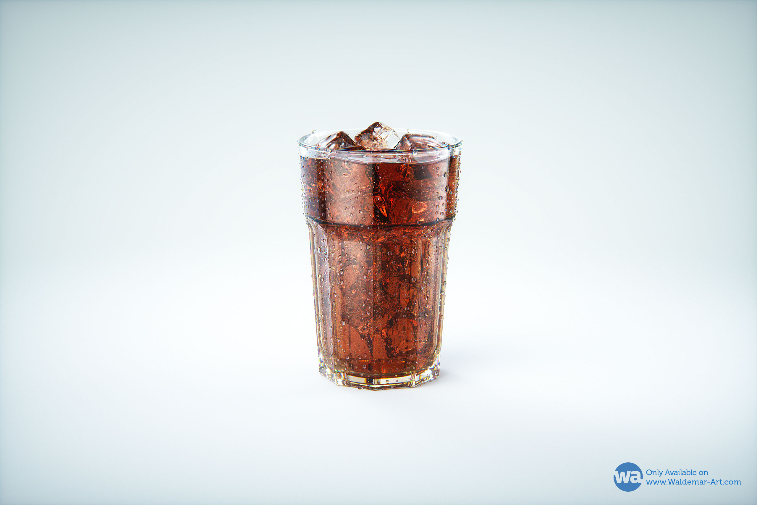 Premium 3D Model of a Cola Glass Filled with Ice Cubes, Covered in Water Condensation, and Containing Bubbles in the Liquid