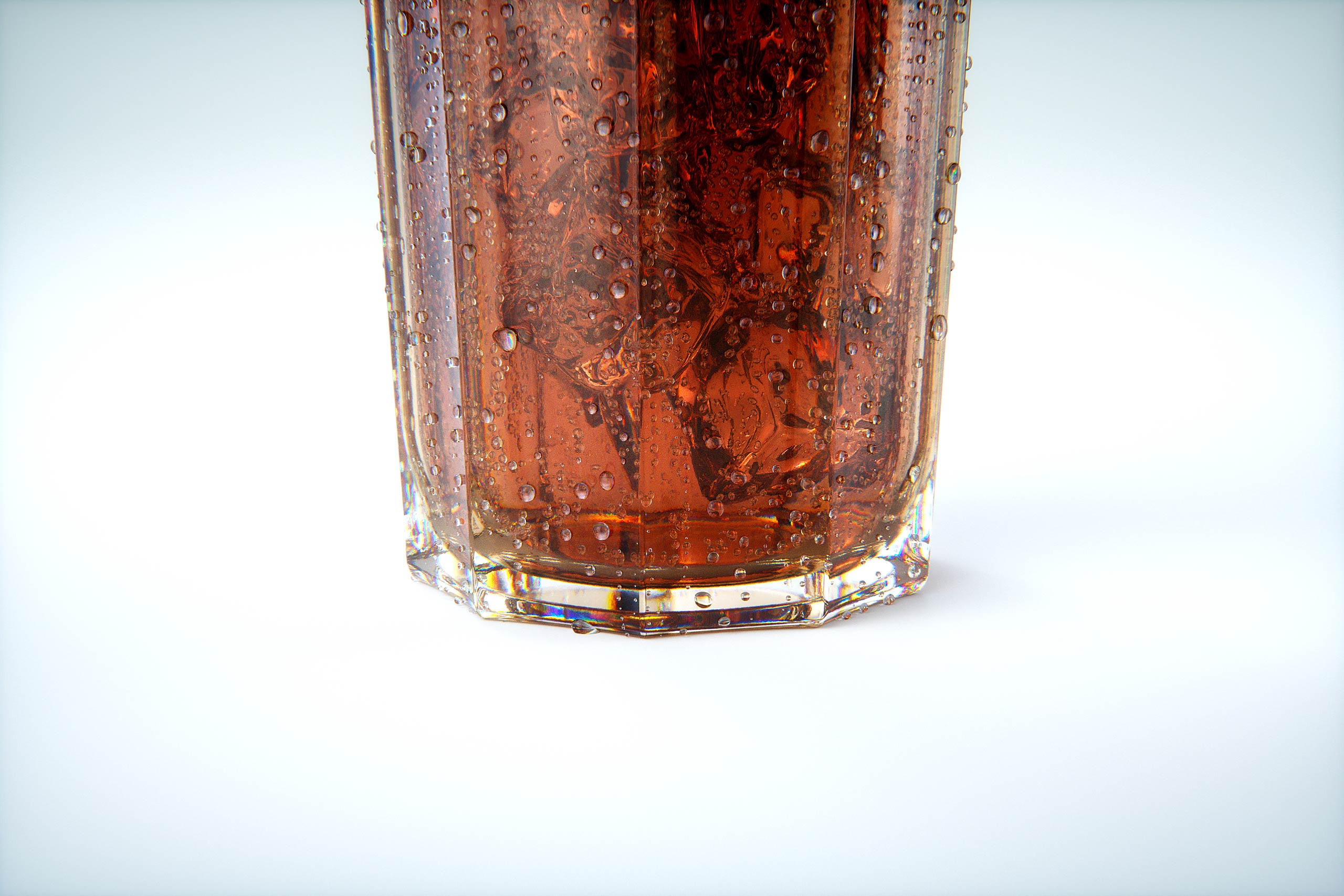 Premium 3D Model of a Cola Glass Filled with Ice Cubes, Covered in Water Condensation, and Containing Bubbles in the Liquid