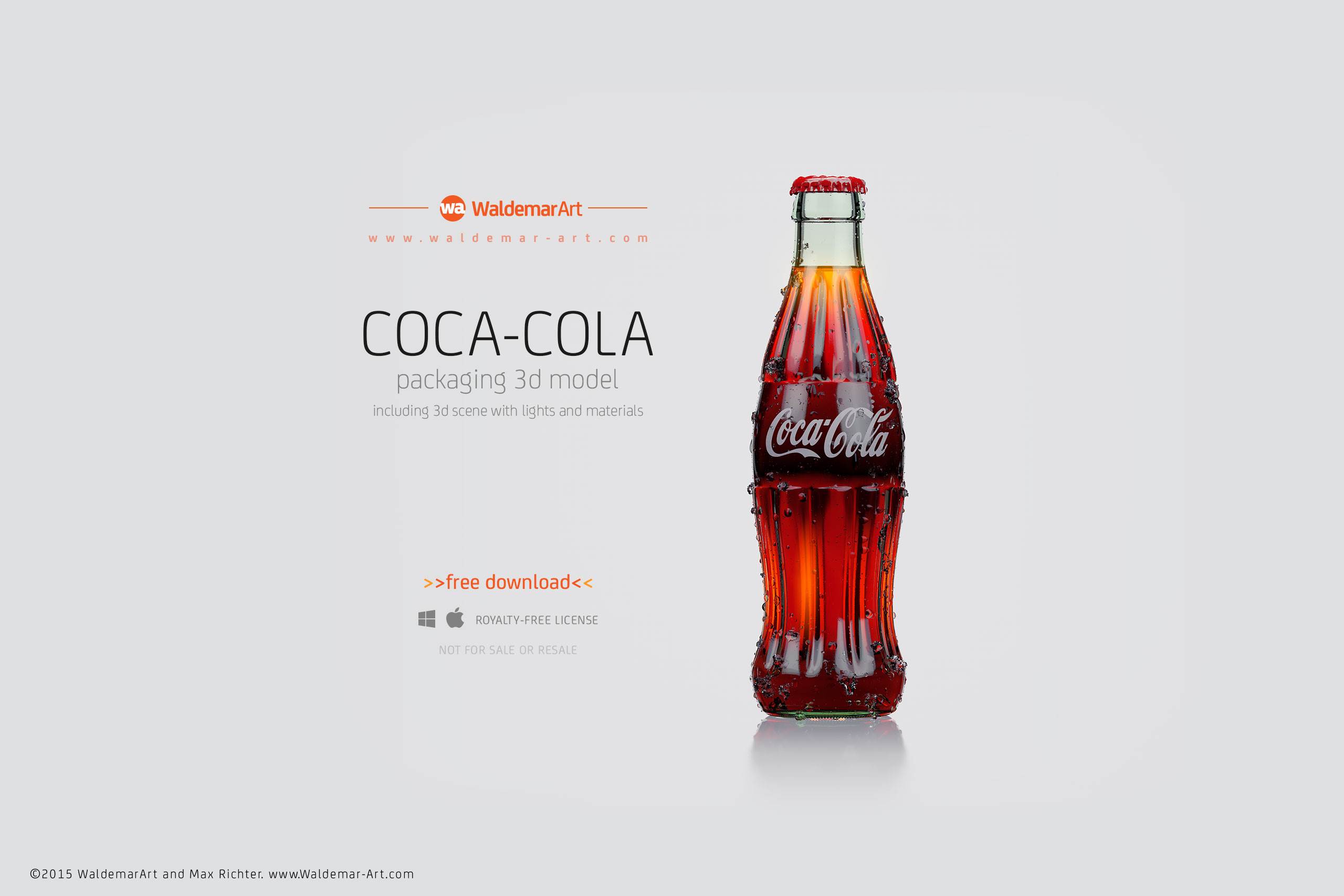 Free 3d Model And Scene Of Coca Cola Bottle Vray For C4d Wa