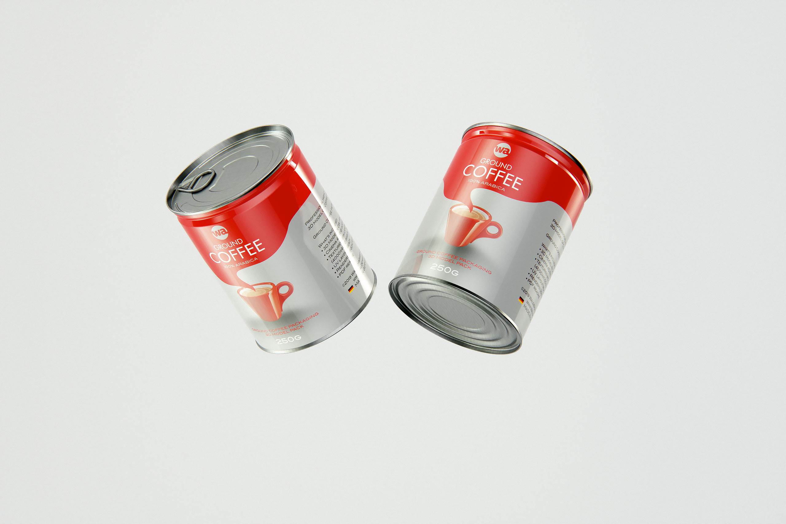 Coffee Metal Can 250g packaging 3d model
