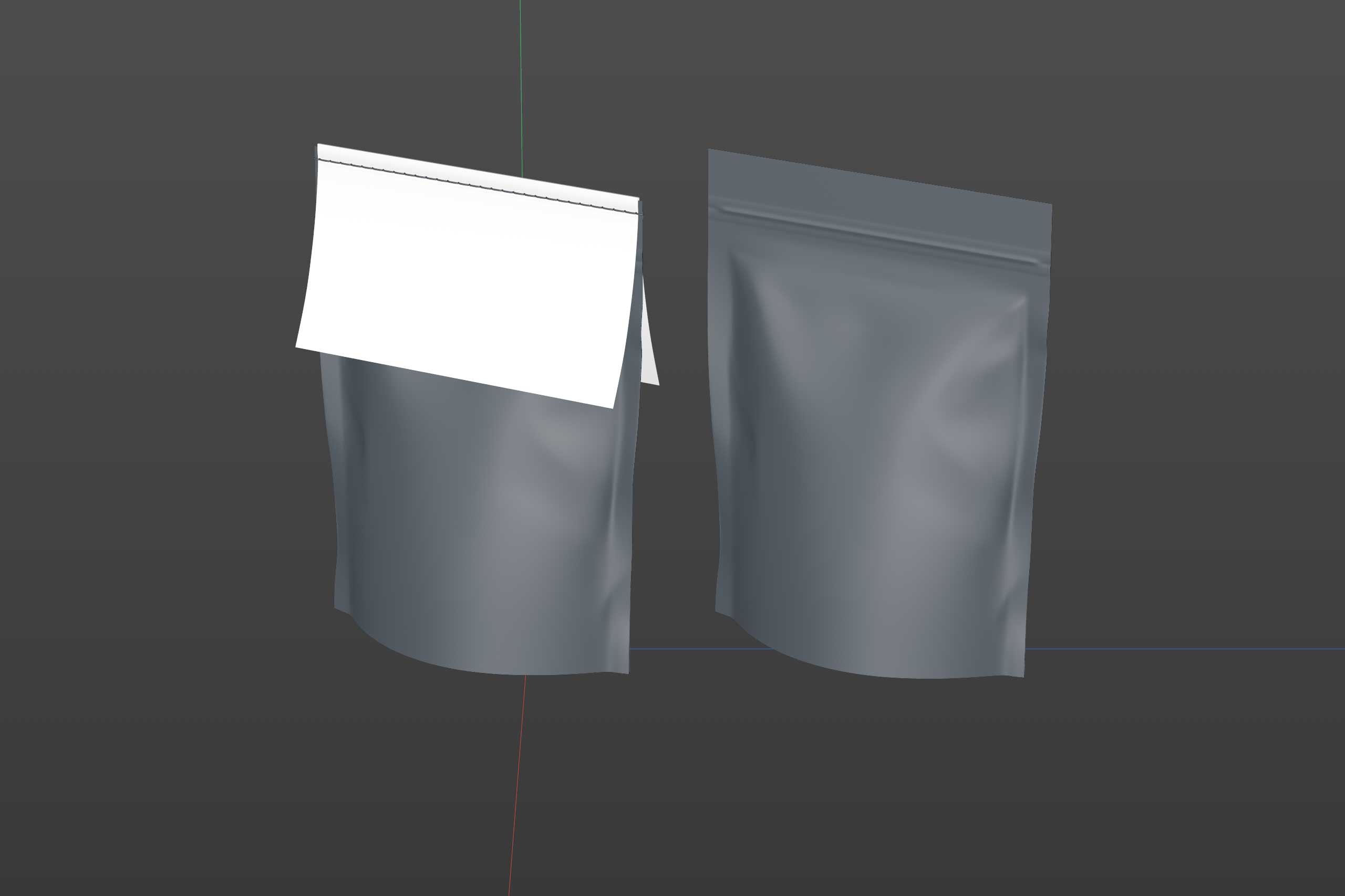 Coffee Paper Pouch 250g with stitches and a label premium packaging 3d model