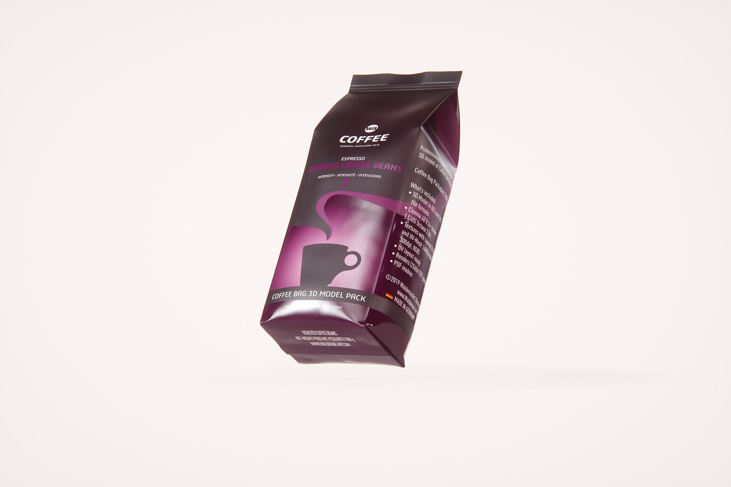 Plastic Coffee Bag 1000g (Tall) for Roasted Coffee packaging 3d model