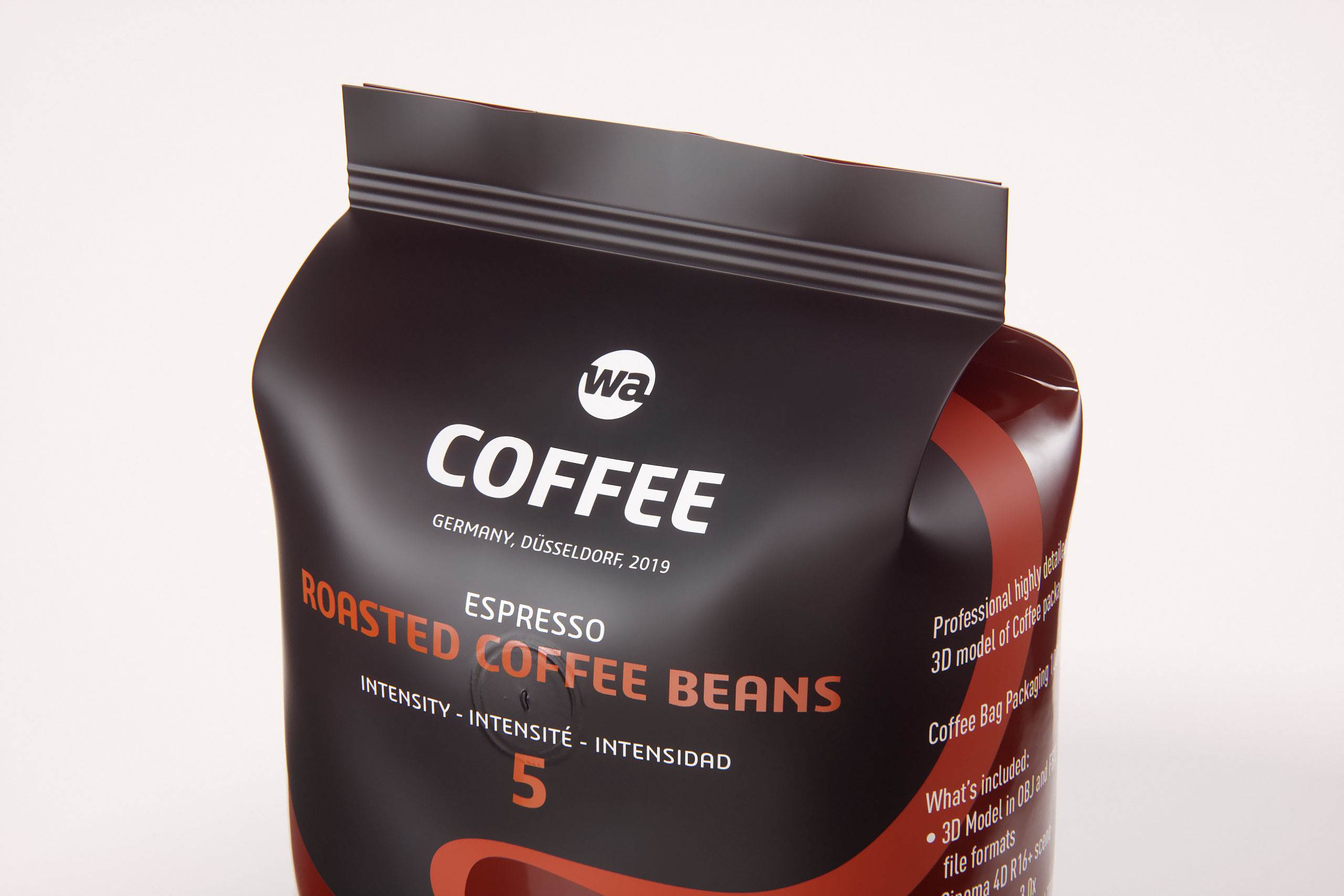 Plastic Coffee Bag 1000g (Wide) for Roasted Coffee packaging 3d model