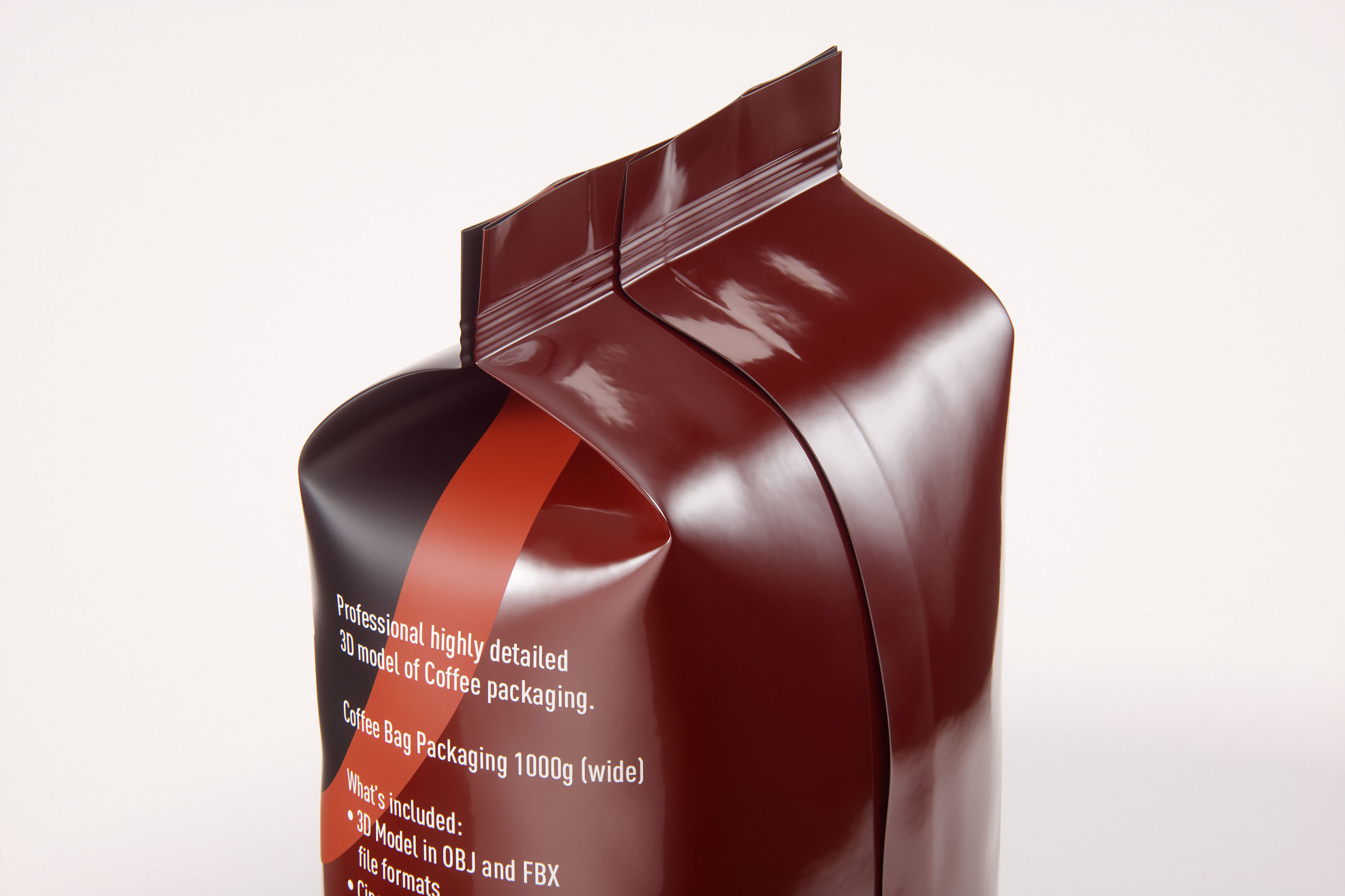 Plastic Coffee Bag 1000g (Wide) for Roasted Coffee packaging 3d model