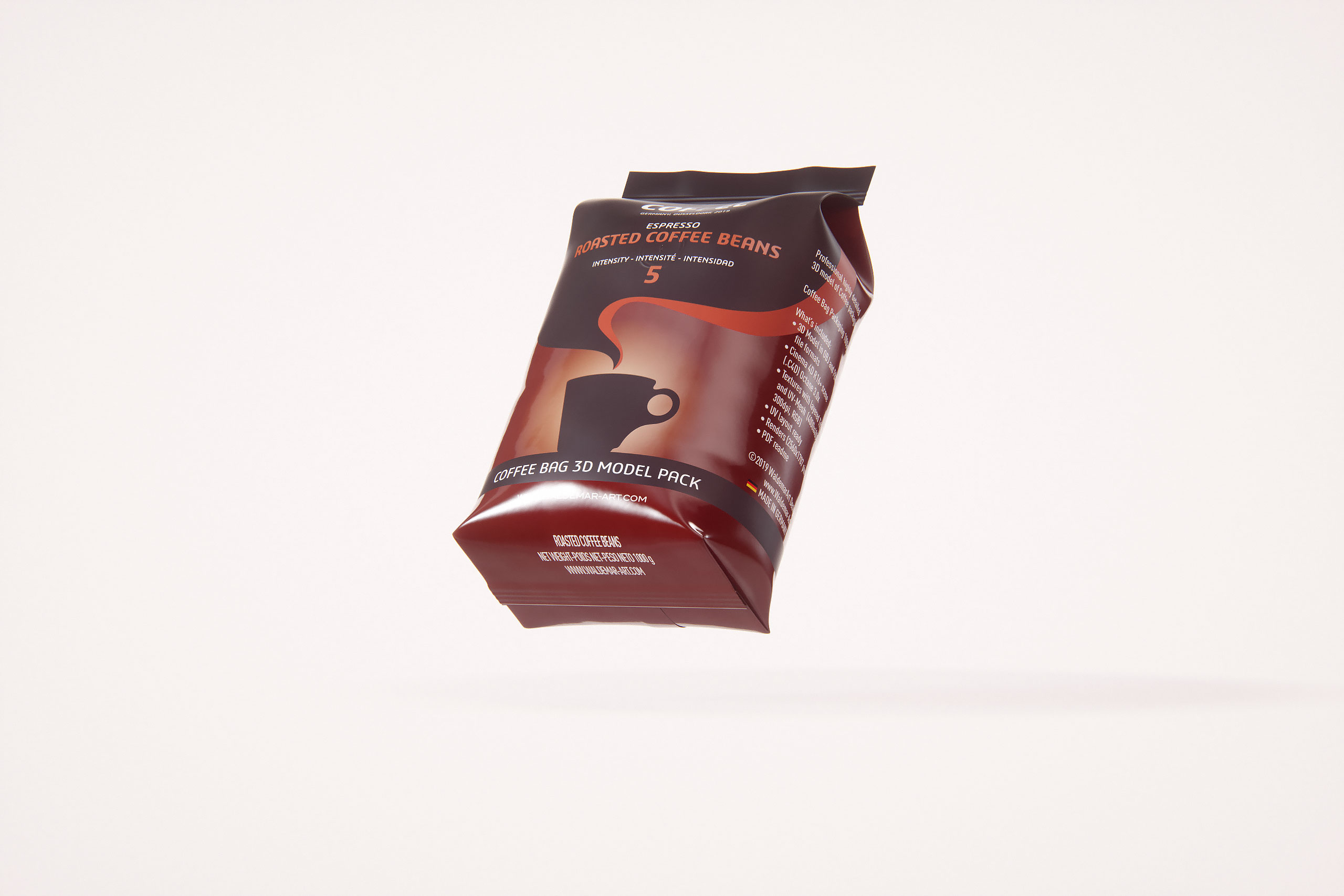 Plastic Coffee Bag 1000g (Wide) for Roasted Coffee packaging 3d model