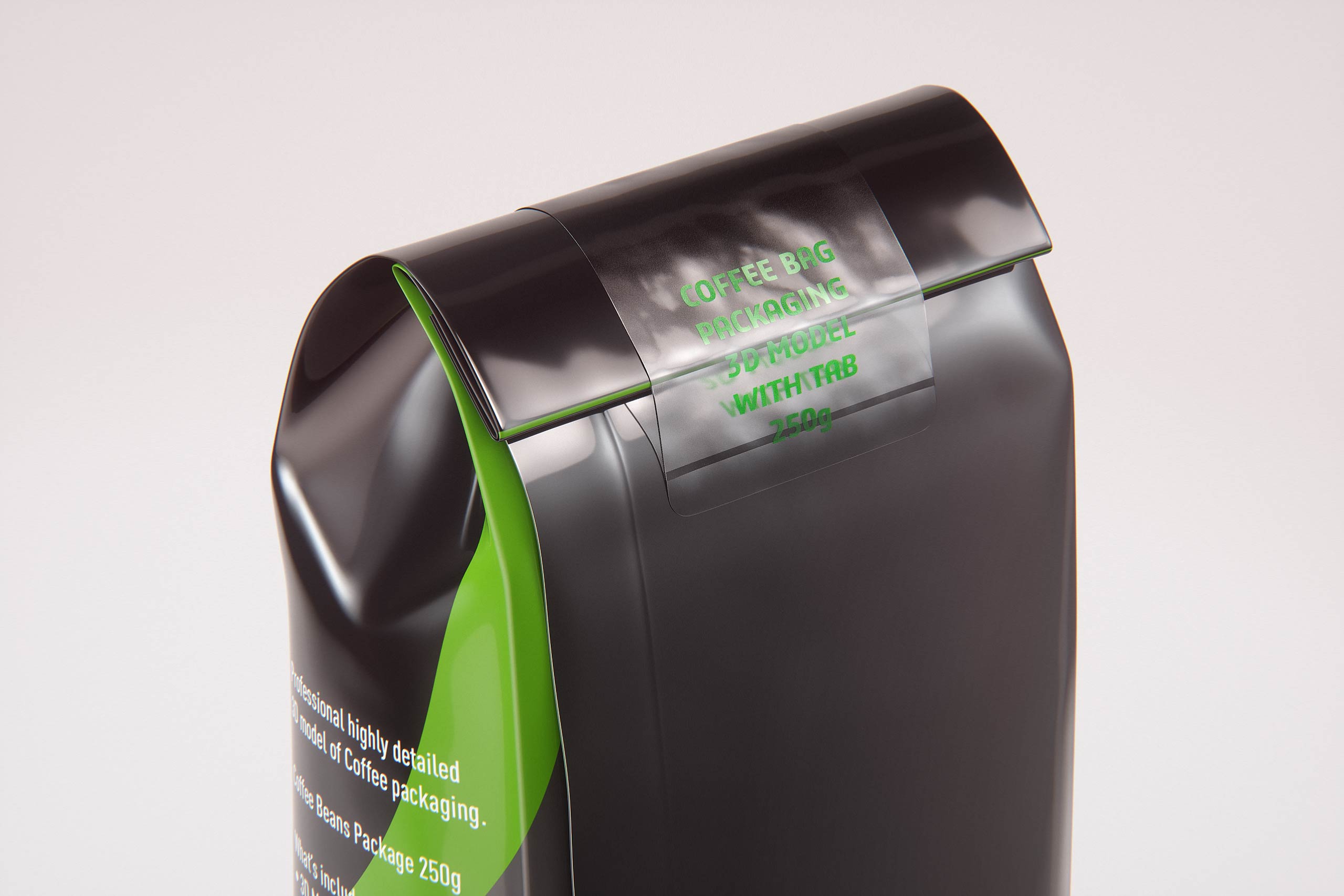 Plastic Coffee Bag with a Tab 250g packaging 3D model