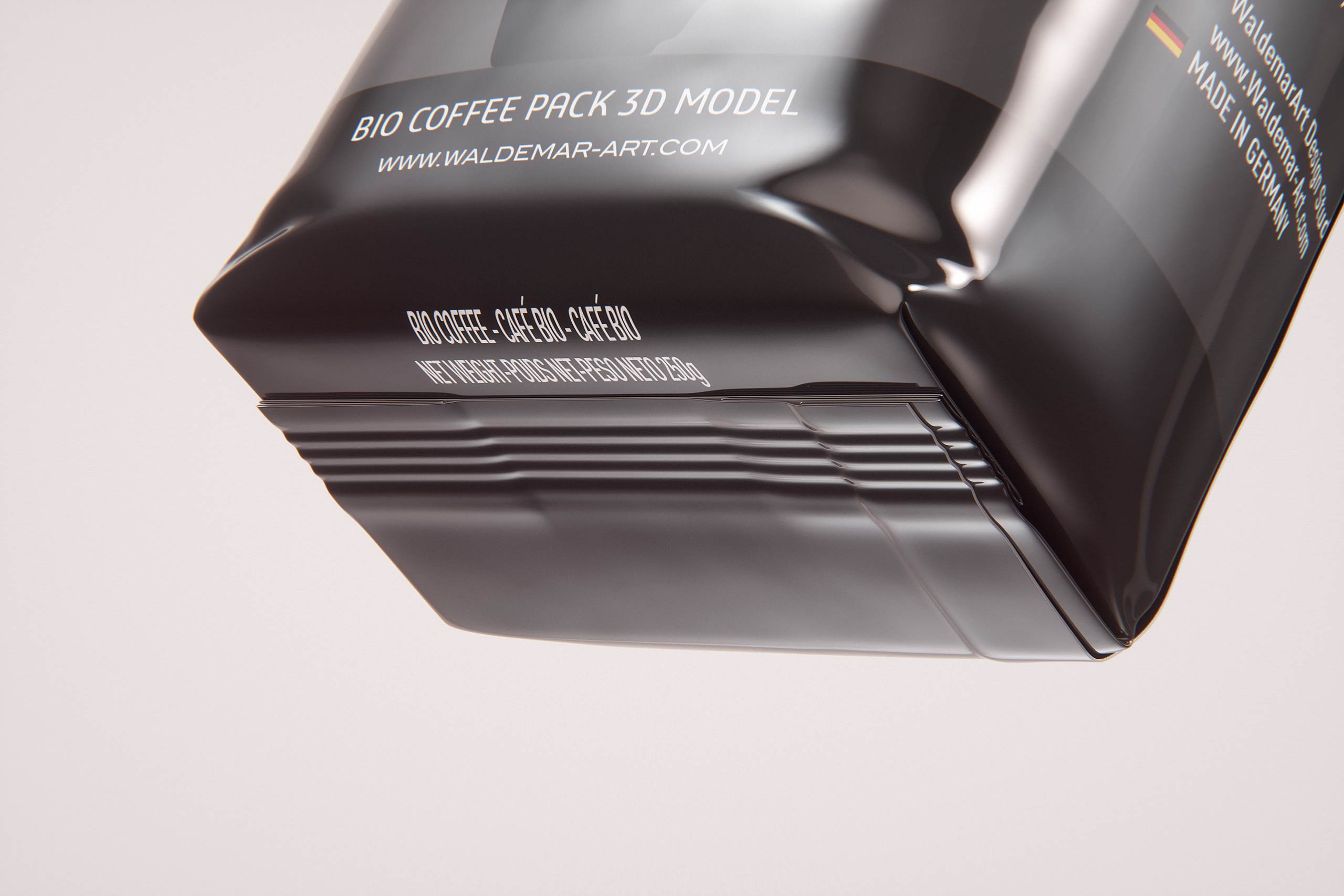 Plastic Coffee Bag with a Tab 250g packaging 3D model