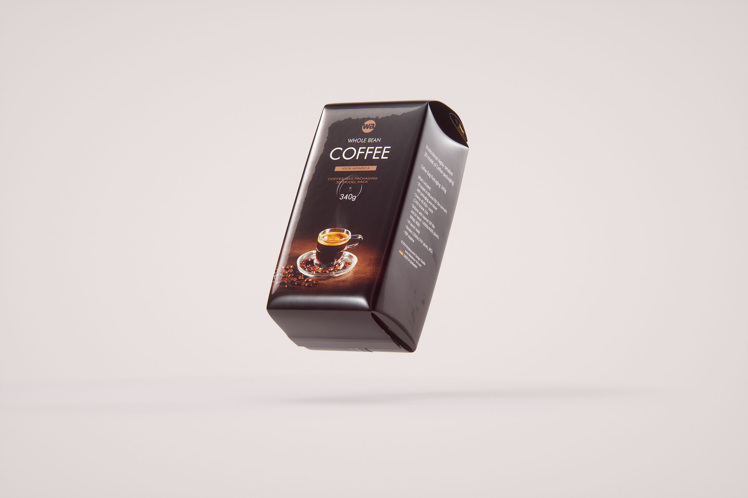 Plastic Coffee bag 340g premium packaging 3d model