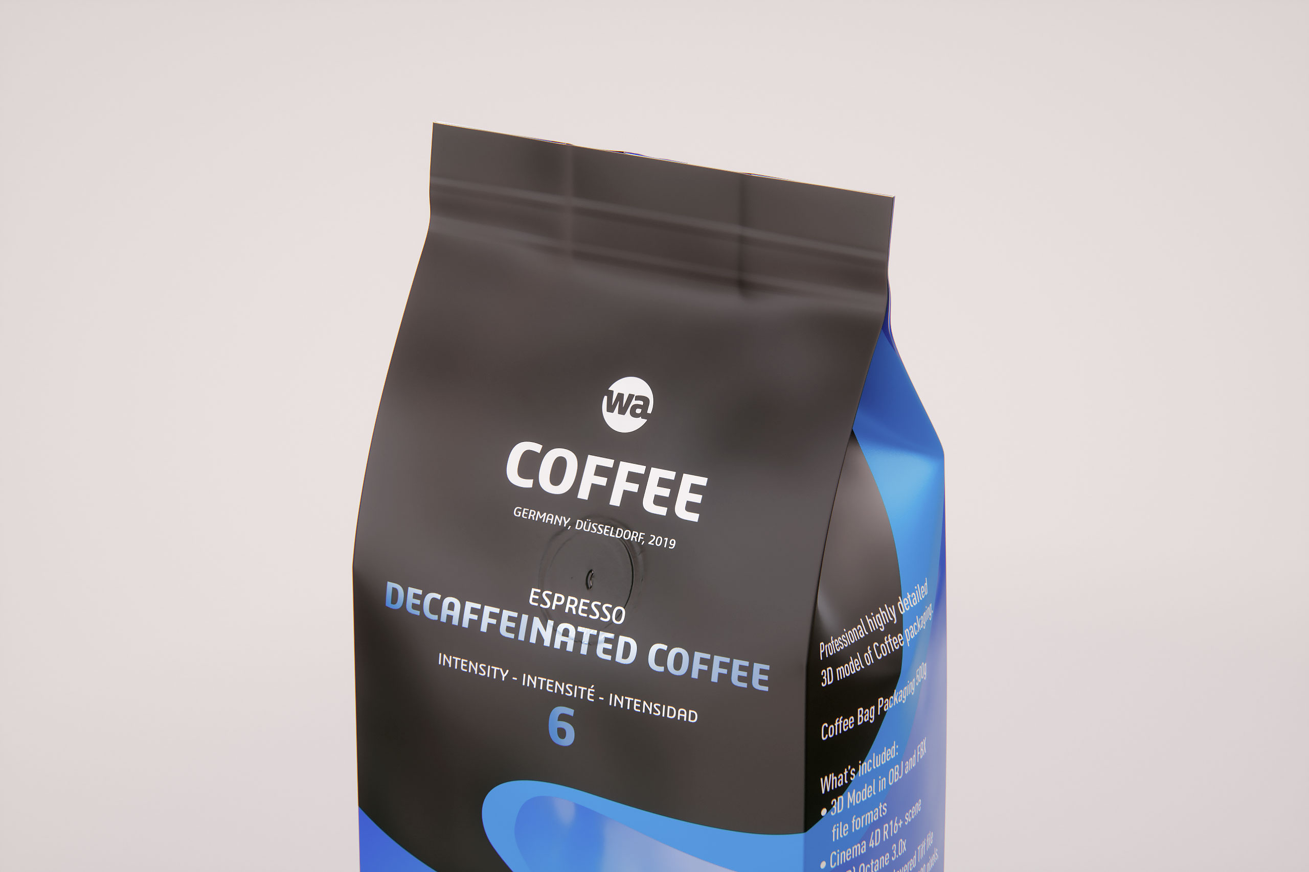 Plastic Coffee Bag packaging 3D model 500g