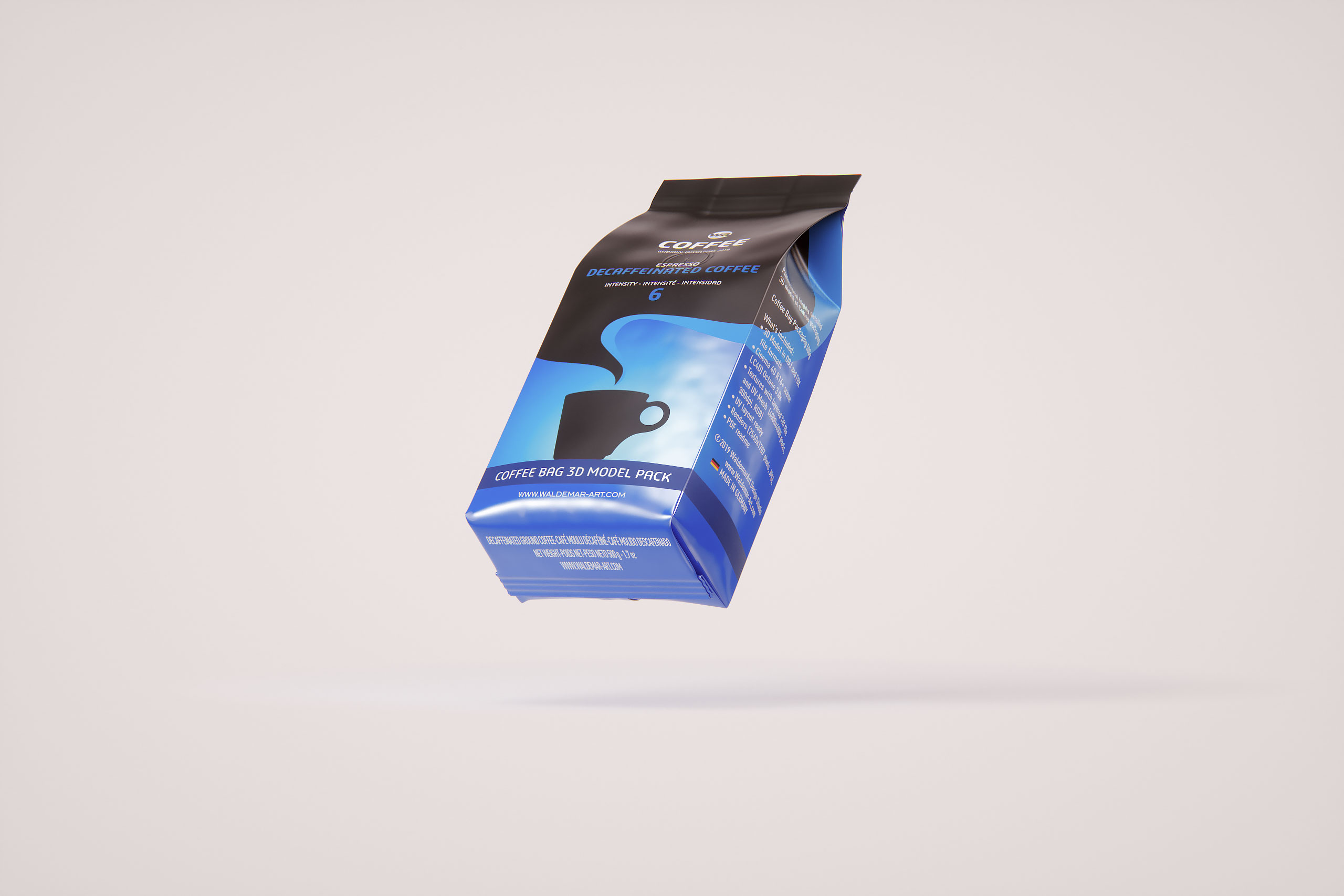 Plastic Coffee Bag packaging 3D model 500g