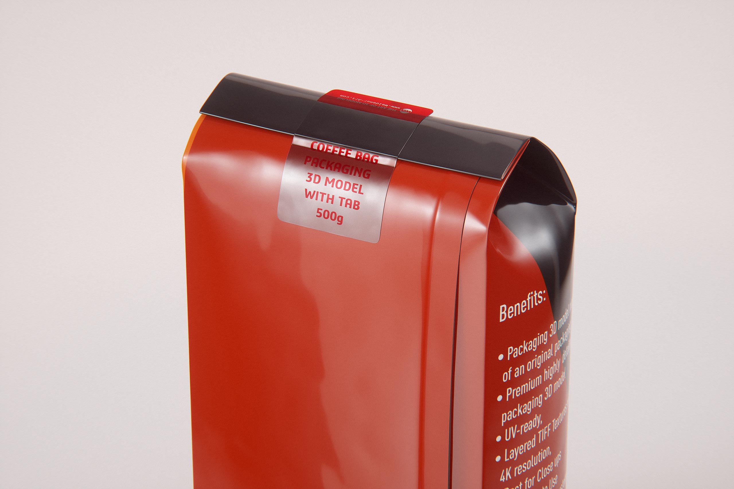 Plastic Coffee Bag packaging 3d model 500g with a tab