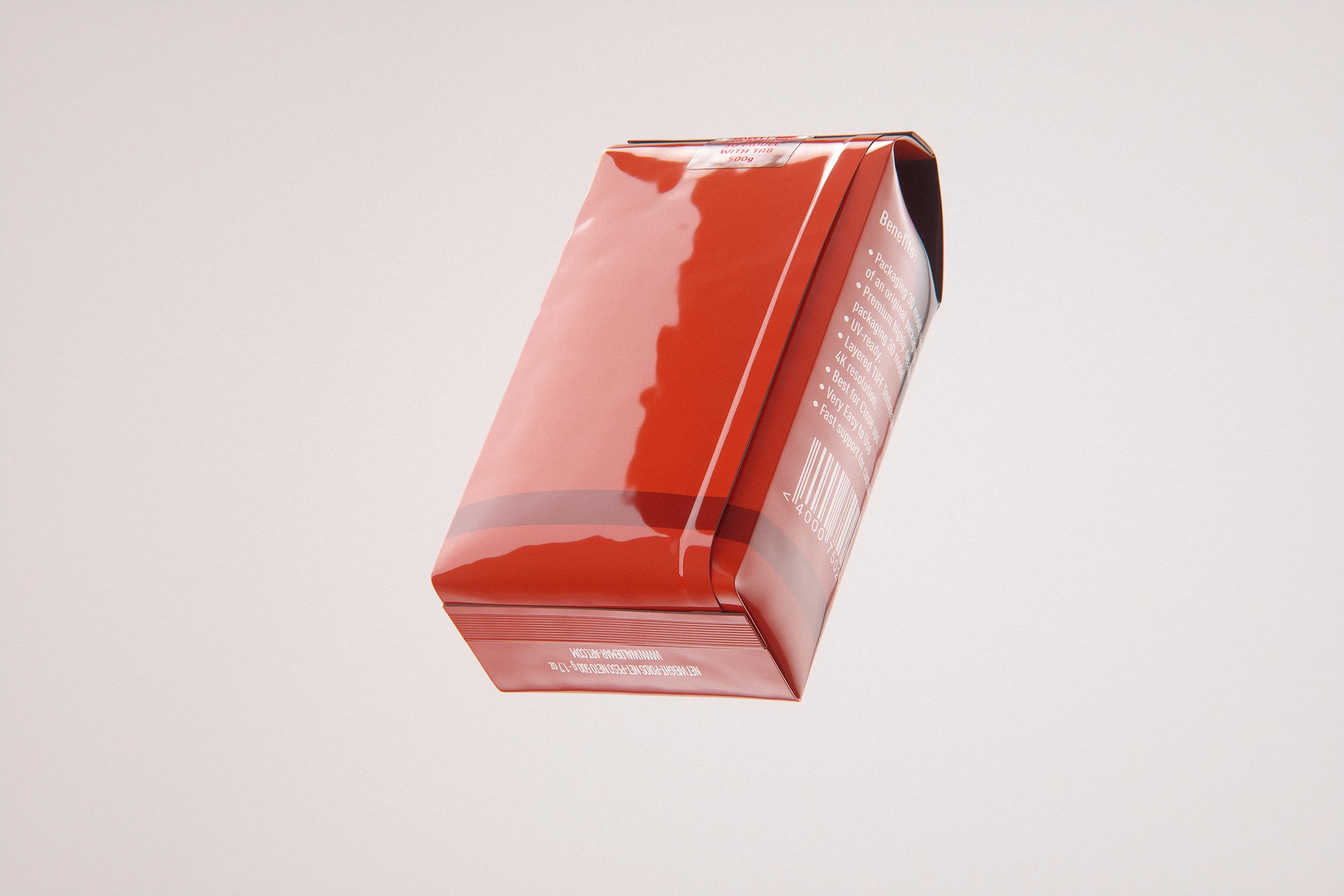 Plastic Coffee Bag packaging 3d model 500g with a tab