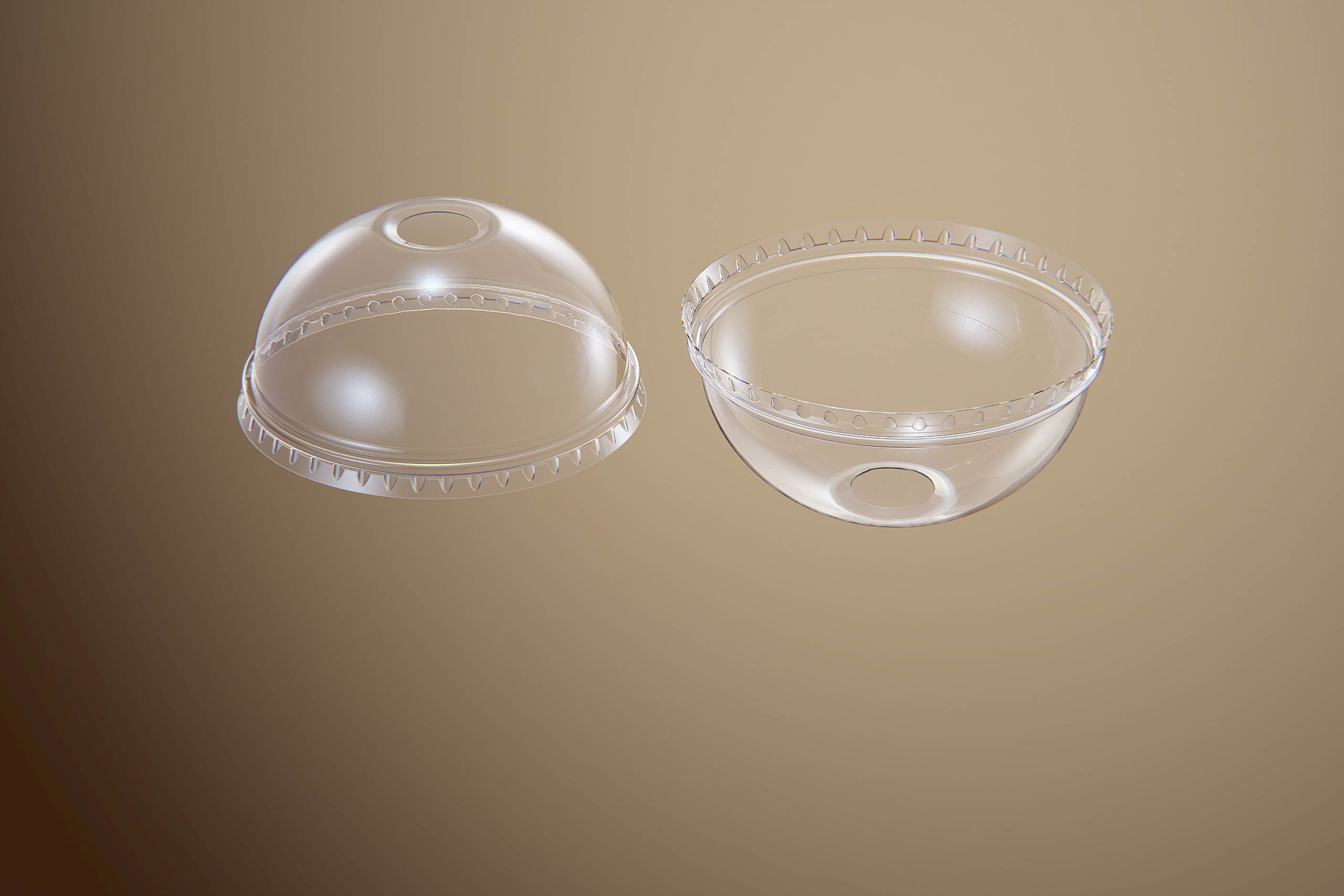 Cold Coffee To-Go - Plastic Cups with DOME lids 3D model pack (24oz, 16oz, 12oz)