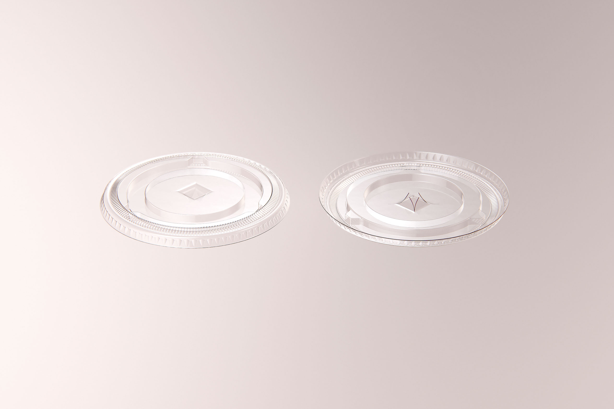 Coffee To-Go - Group of Plastic Cups with Flat lids 3D model pack (24oz, 16oz, 12oz)