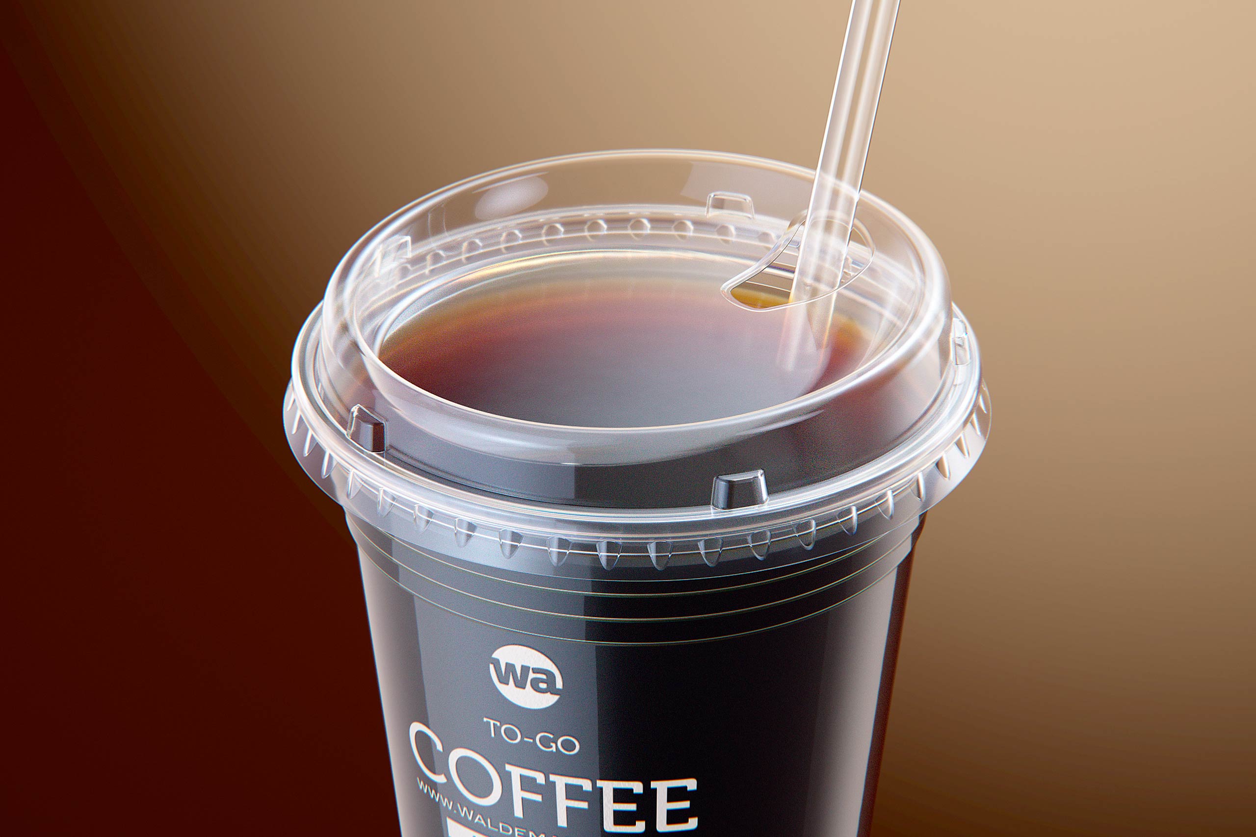 Cold Coffee To-Go - Plastic Cups with SIP lids 3D model pack (24oz, 16oz, 12oz)