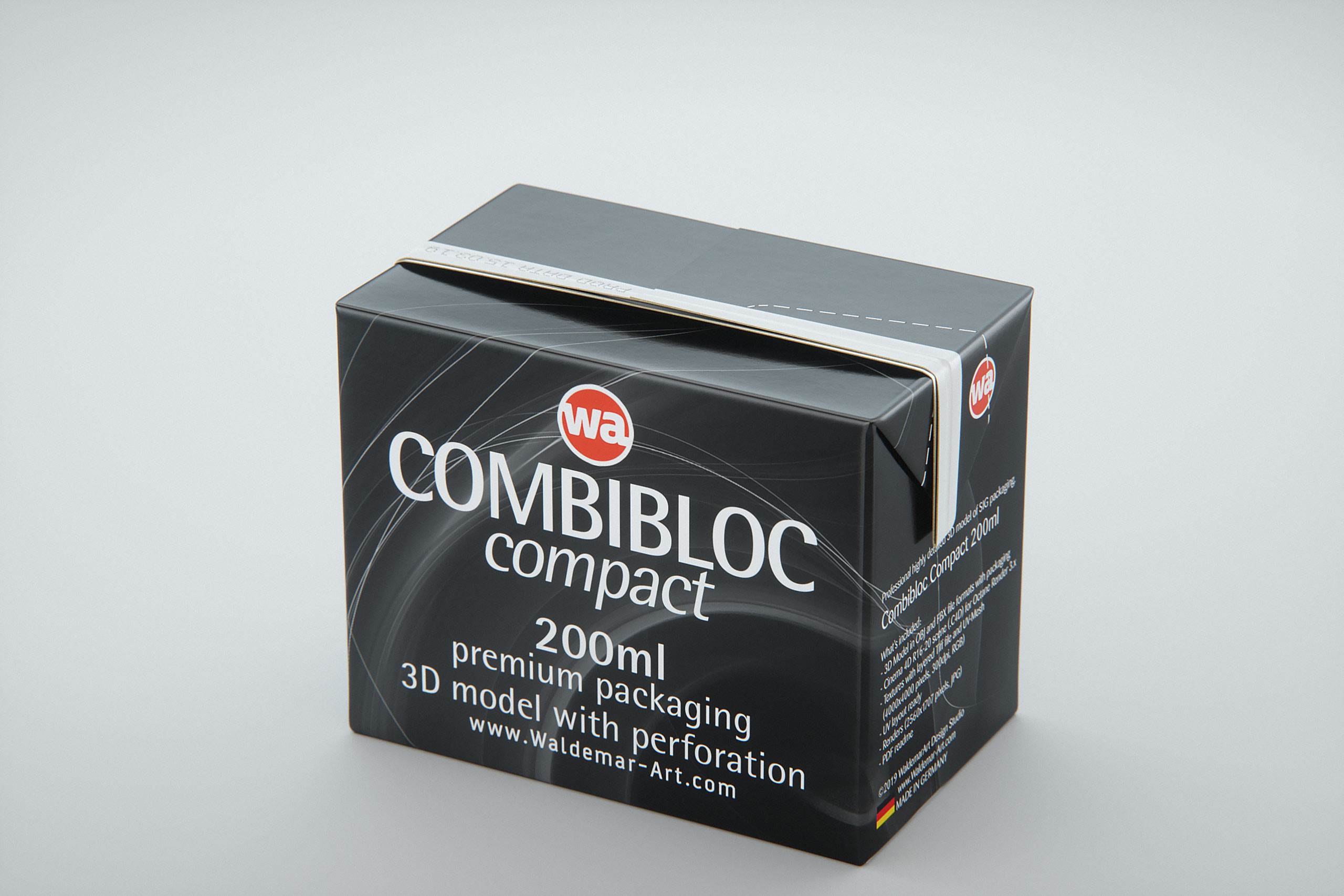 SIG combiBloc Compact 200ml with perforation, straw hole and no opening packaging 3D model