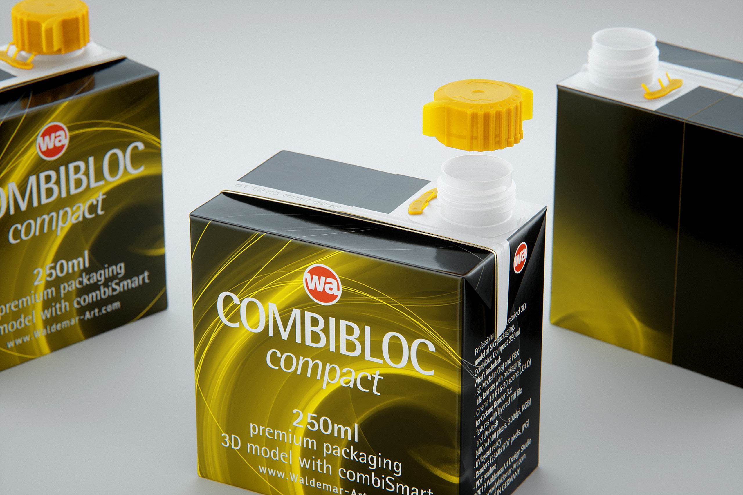 SIG combiBloc Compact 250ml with combiSmart closure packaging 3D model