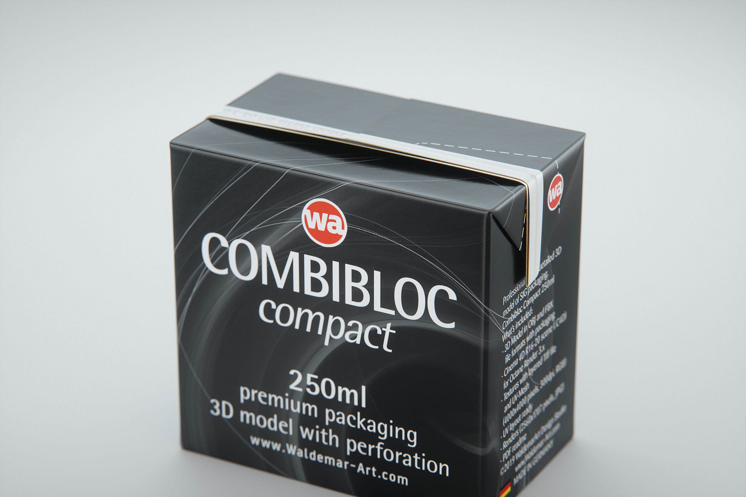 SIG combiBloc Compact 250ml with perforation, straw hole and no opening packaging 3D model