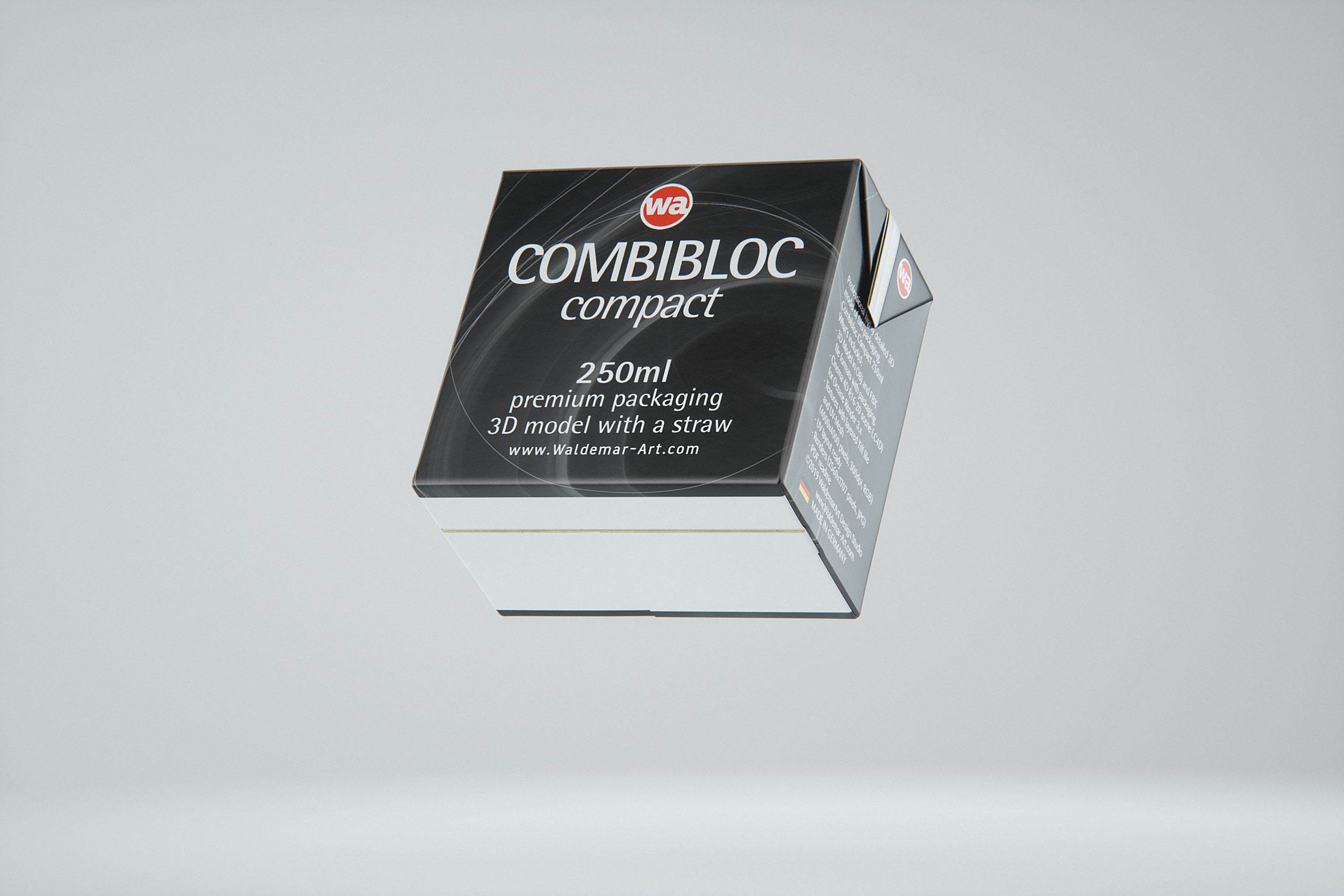 SIG combiBloc Compact 250ml with perforation, straw hole and no opening packaging 3D model