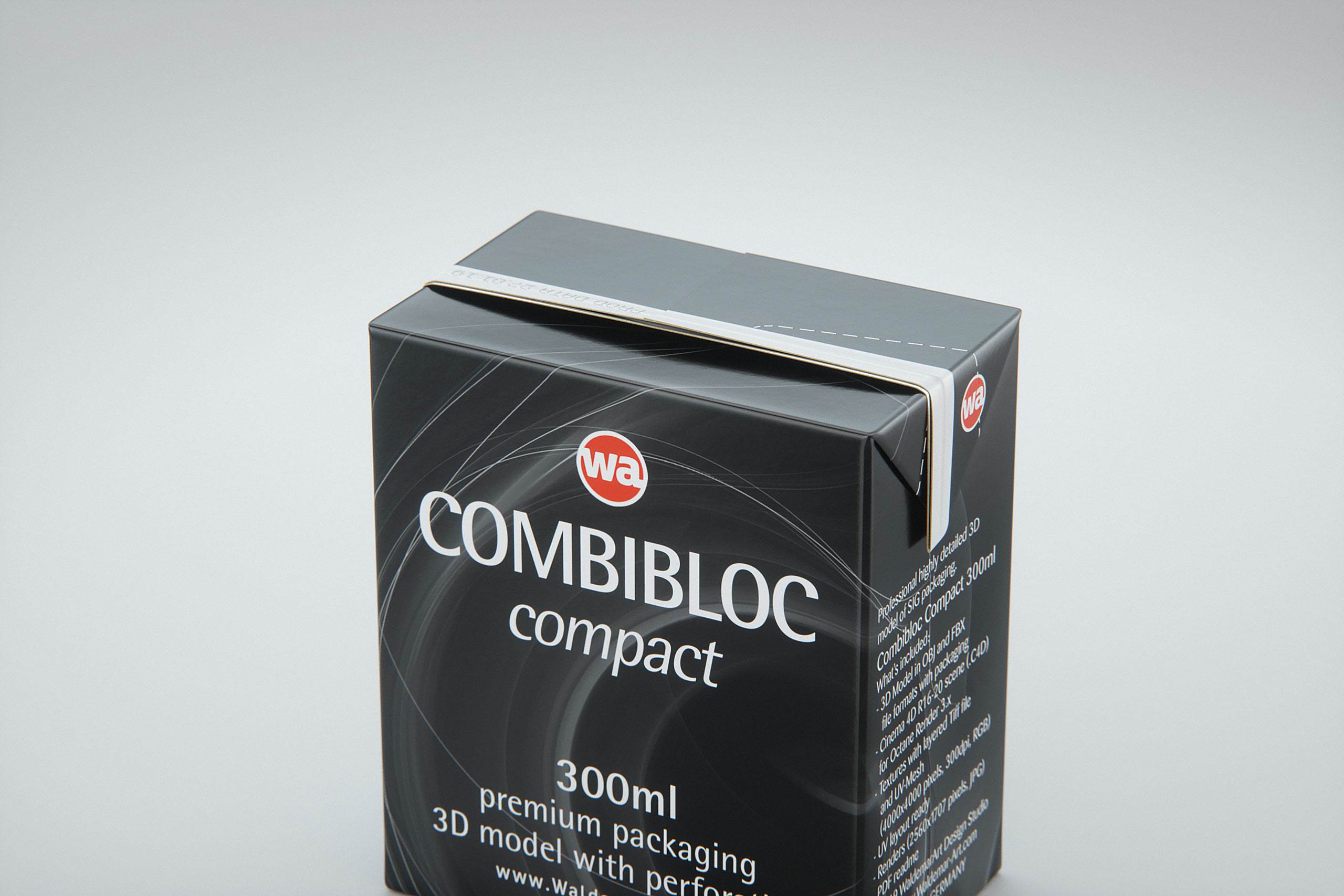 SIG combiBloc Compact 300ml with perforation, straw hole and no opening packaging 3D model