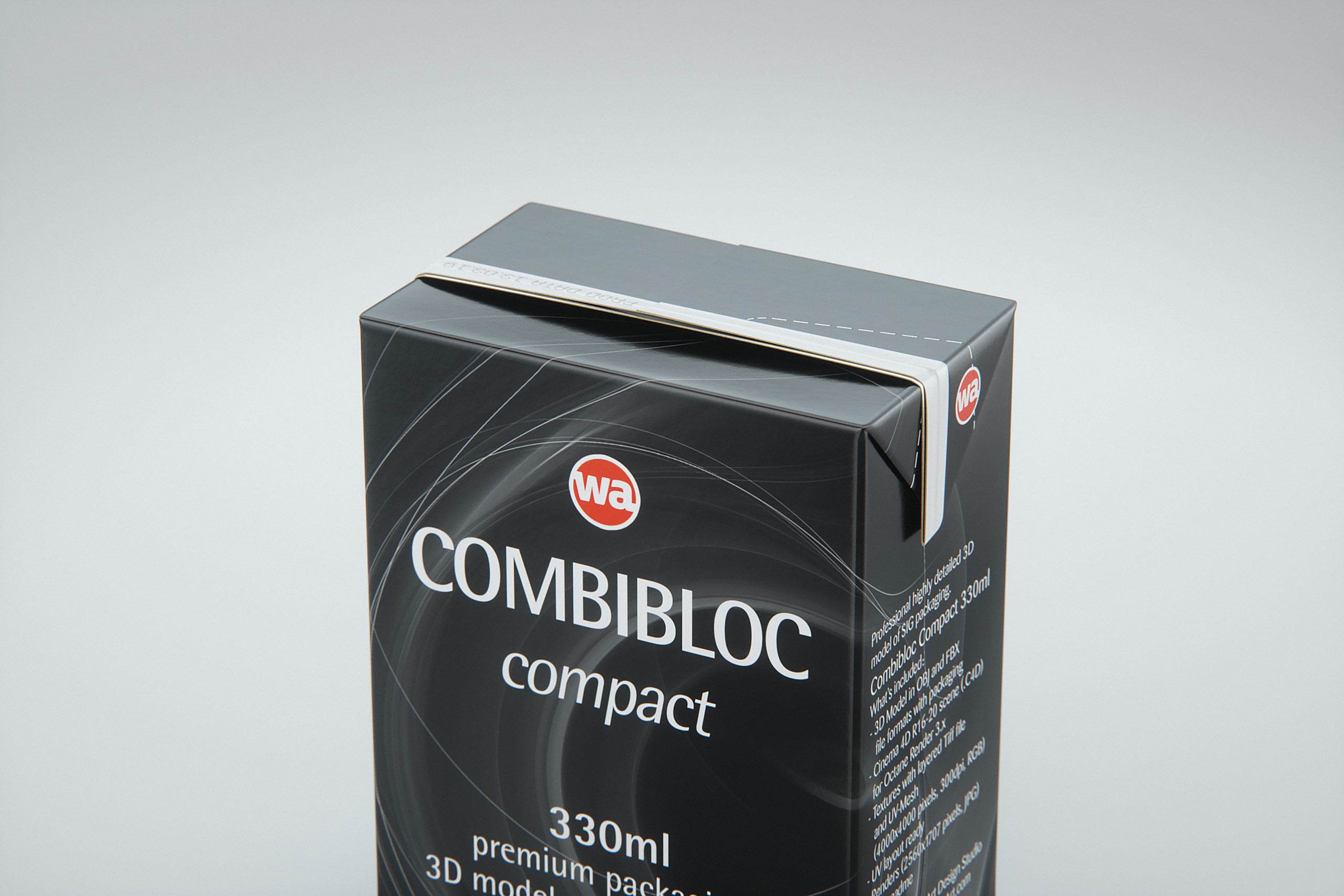 SIG combiBloc Compact 330ml with perforation, straw hole and no opening packaging 3D model